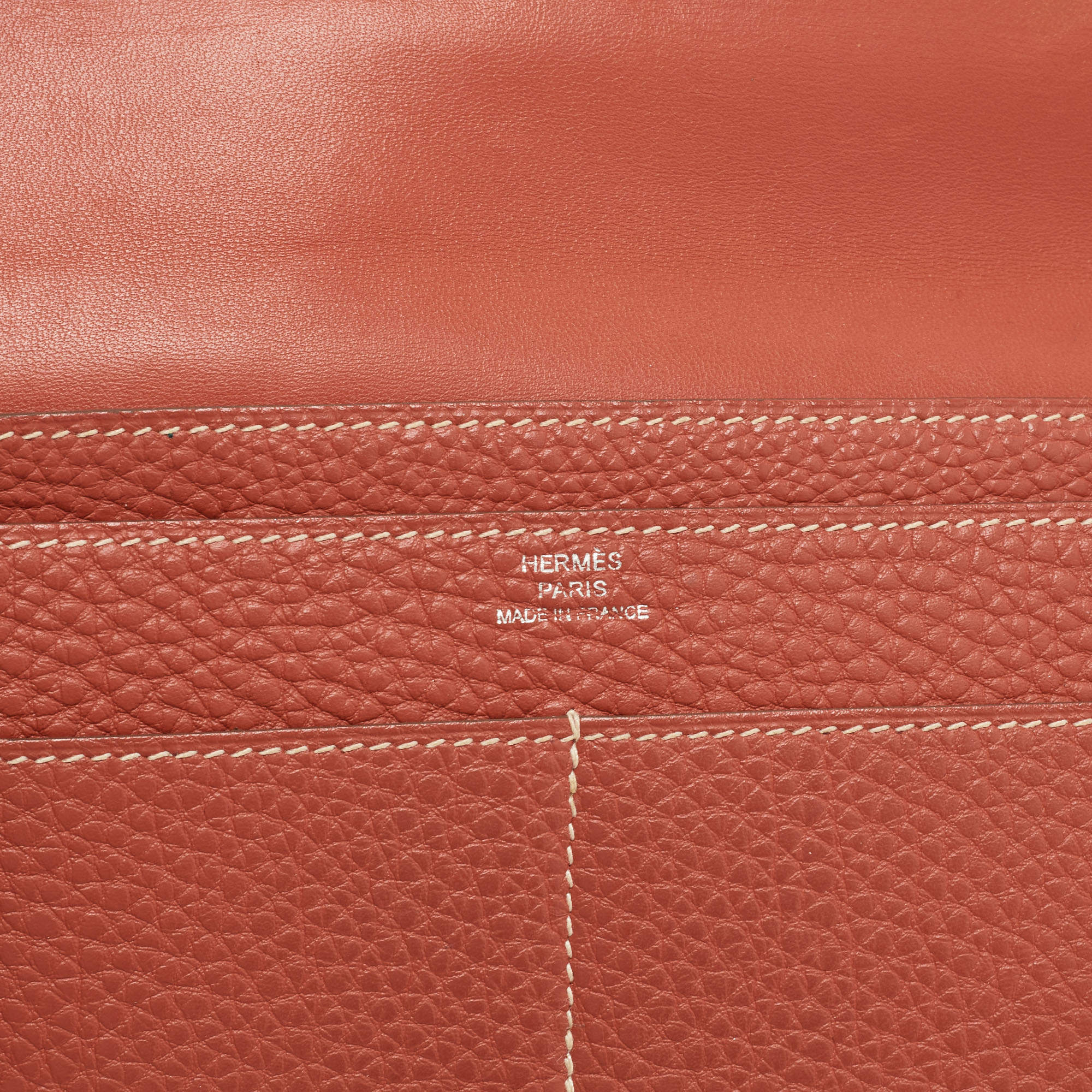 hermes solid red genuine leather dogon wallet