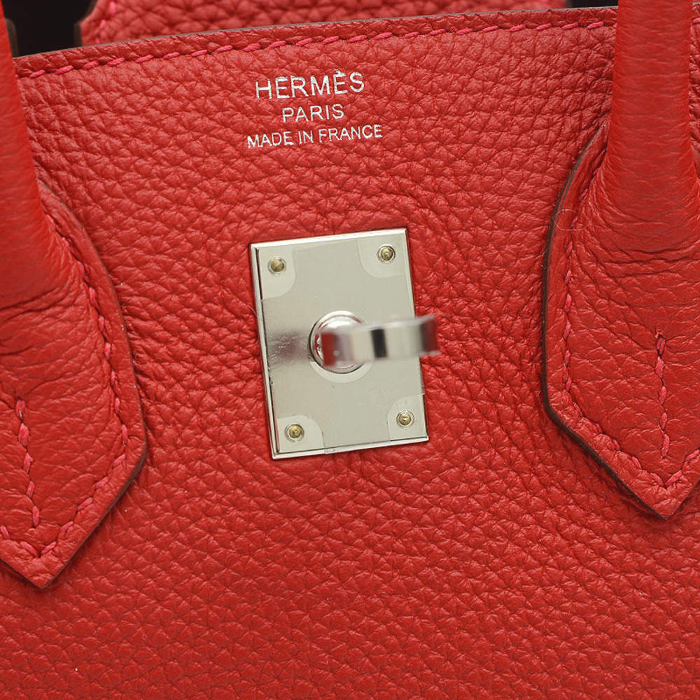 Hermes handbag Birkin 25 Z engraved Verso/Togo Rouge Kazak/Rouge Ash S in  2023