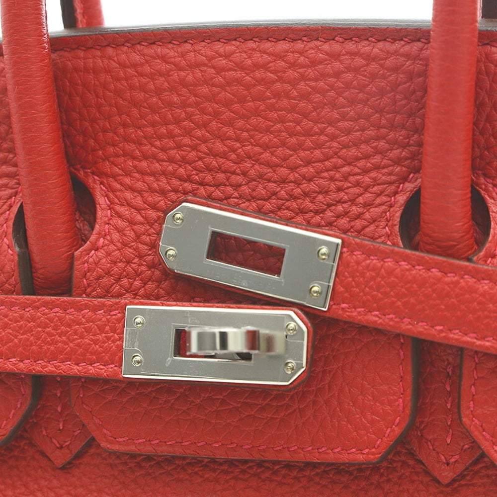 Hermes Birkin 25 Verso Togo Rouge Kazak/Rouge Ash Handbag Silver Hardware Z Engraved