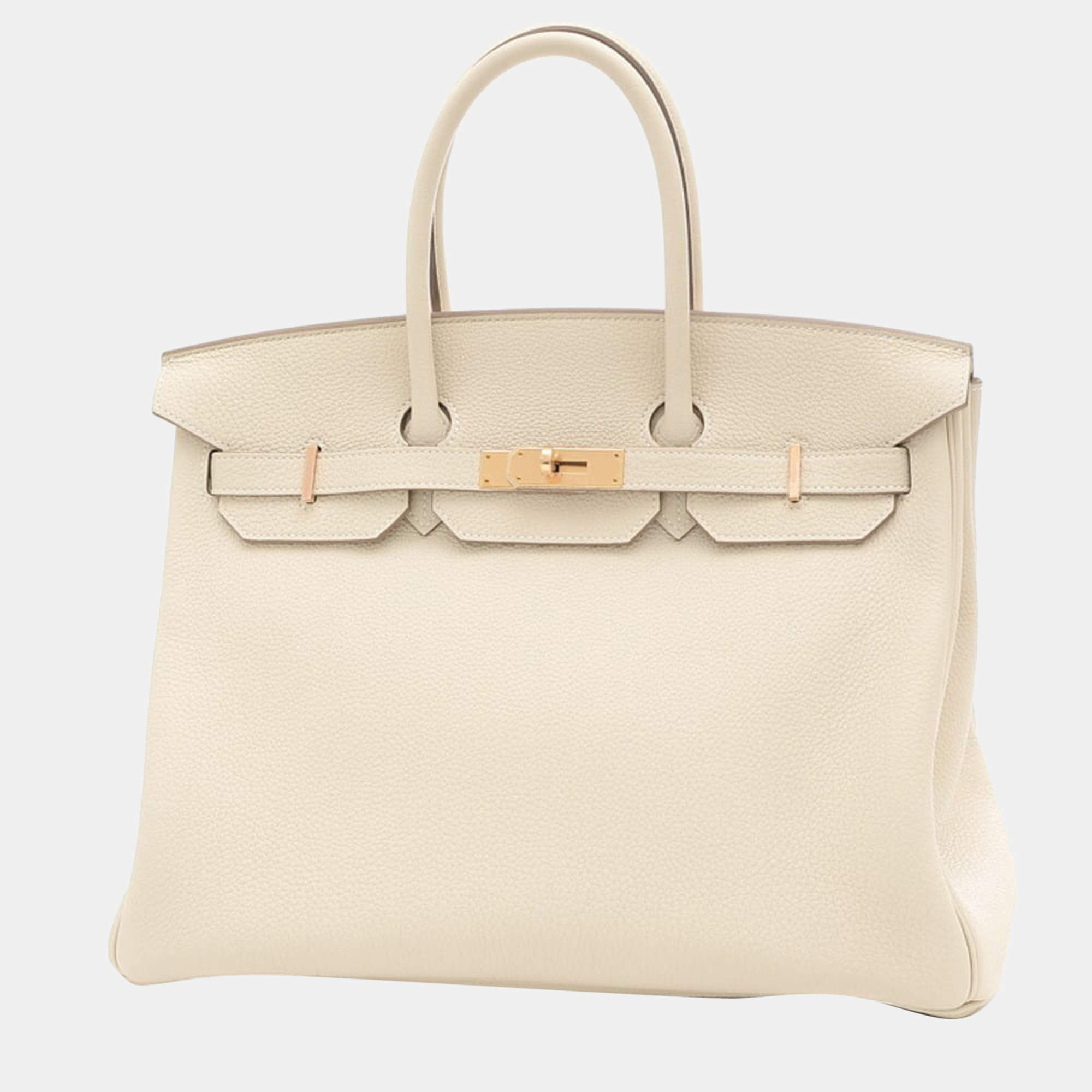 Hermes Birkin 35cm Craie Togo Rose Gold Off White Bag U Stamp