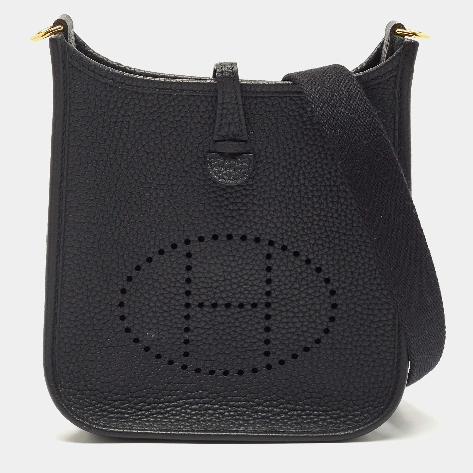 Pre Owned Hermès Black Taurillon Clemence Leather Evelyne TPM 16 Bag