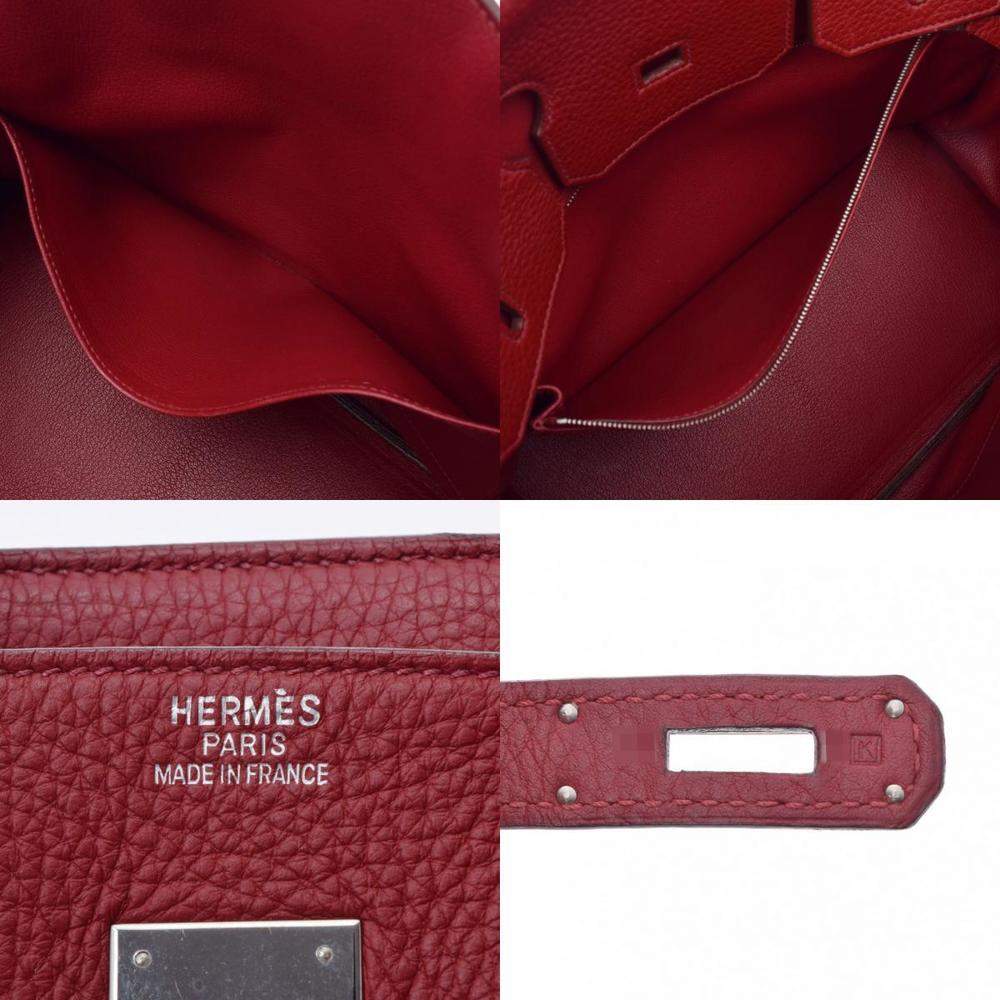 Hermes HERMES Handbag Personal Order Birkin 35 Taurillon Clemence Black x Rouge  Pivoine Gold Unisex