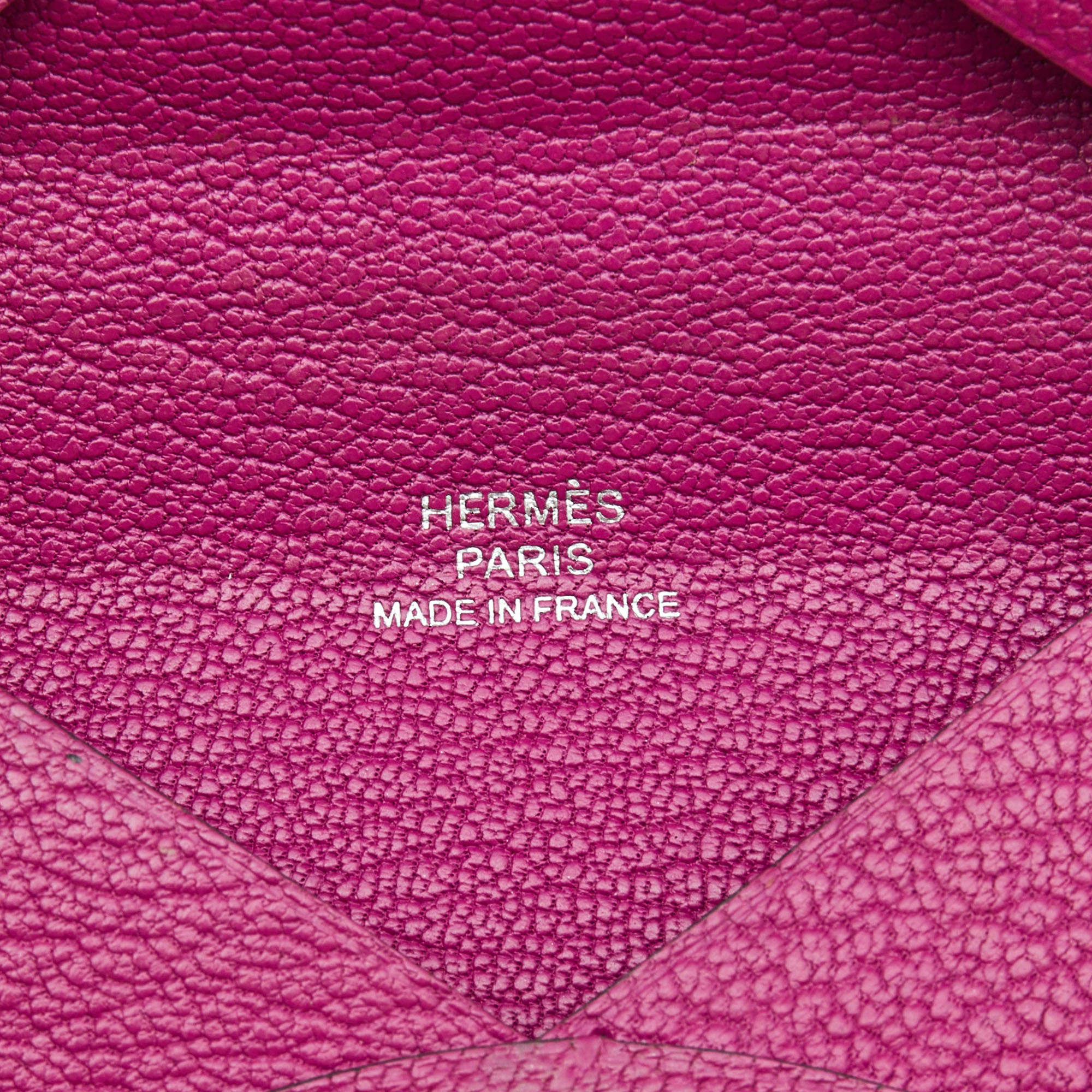 Hermes Cyclamen Chevre Mysore Leather Calvi Card Holder Hermes