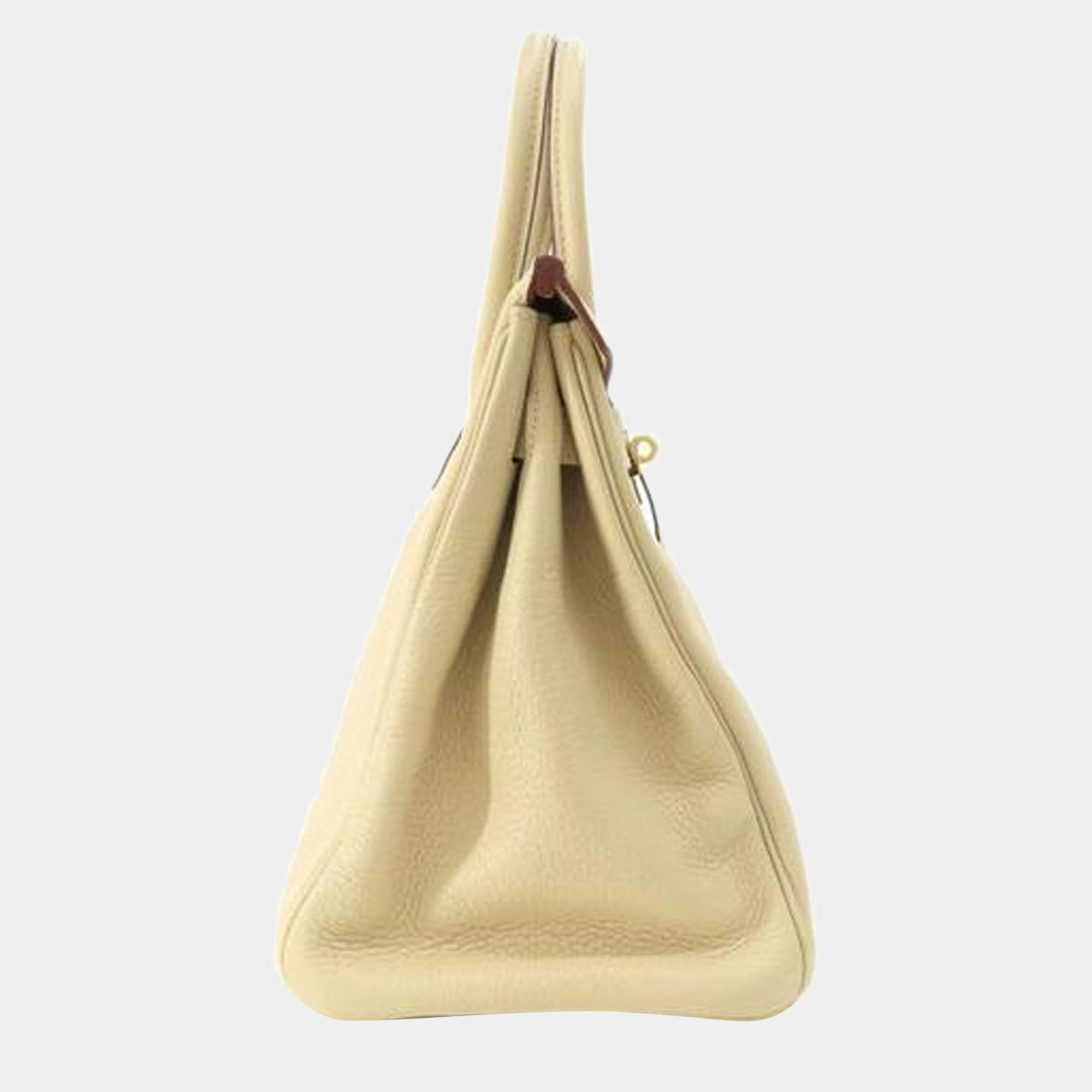 Hermes Birkin 35 Hand Bag Togo Glasphalt C Stamped Gold Metal Fittings