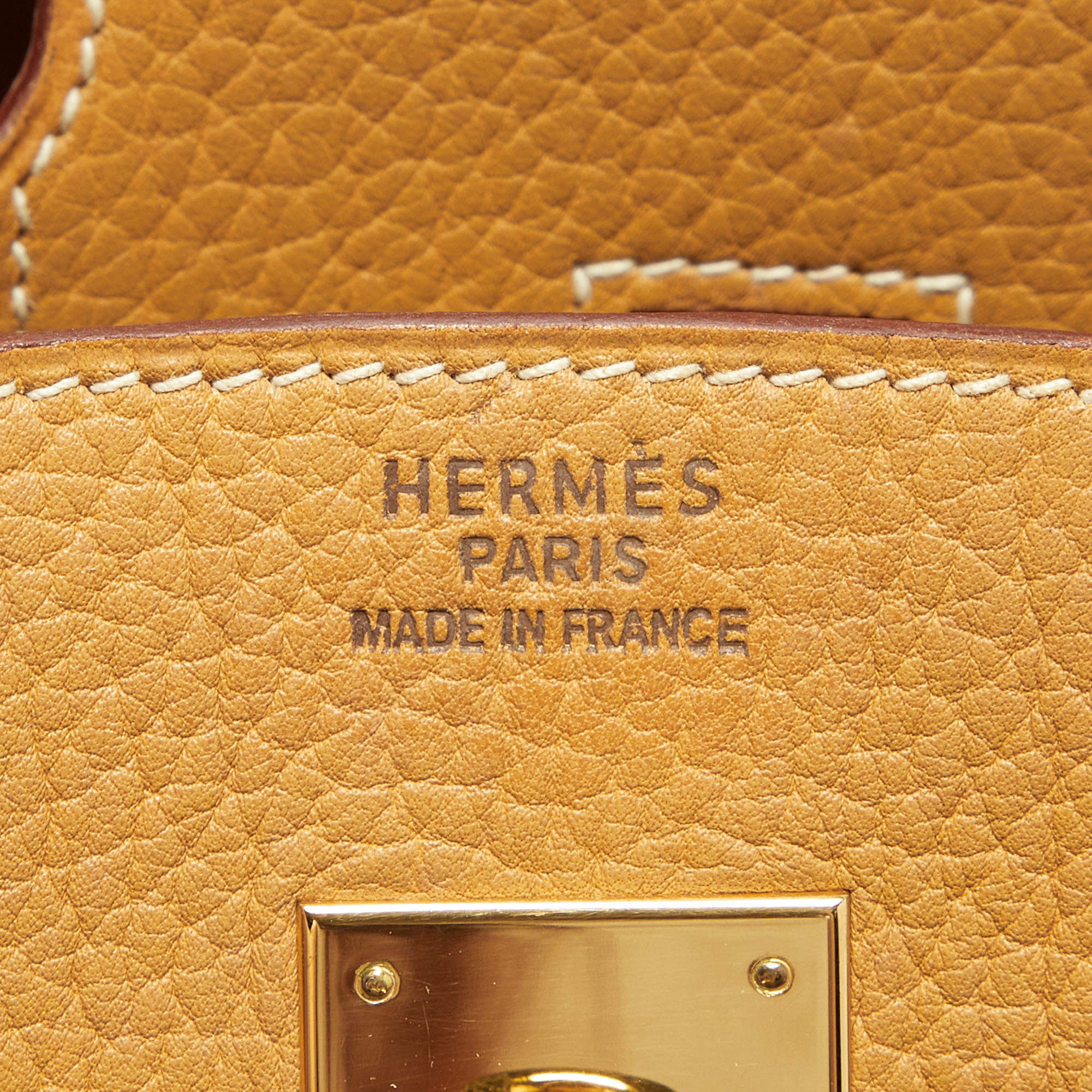 Hermes Natural Fjord Leather Gold Finished Birkin 30 Bag Hermes