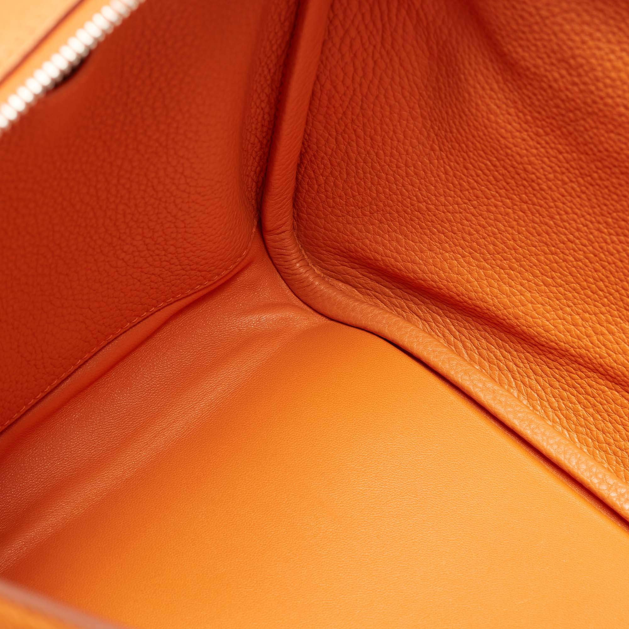 Hermès Orange Togo Leather Palladium Finish Lindy 34 Bag Hermes
