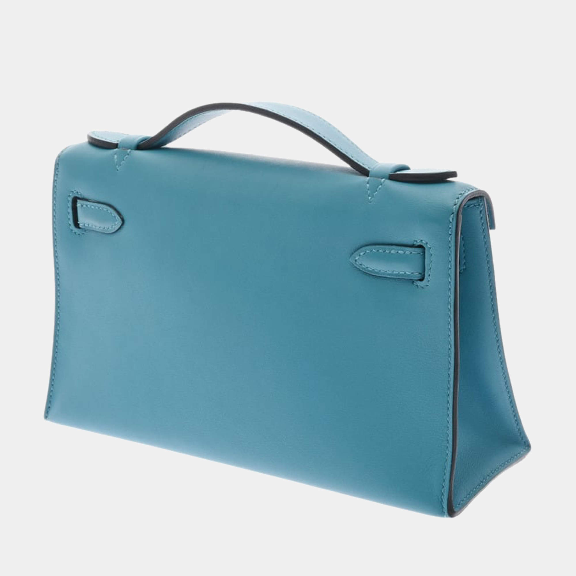 Hermes Pochette Kelly Turquoise Palladium Metal Fittings R Engraved (around  2014) Ladies Swift Handbag Hermes