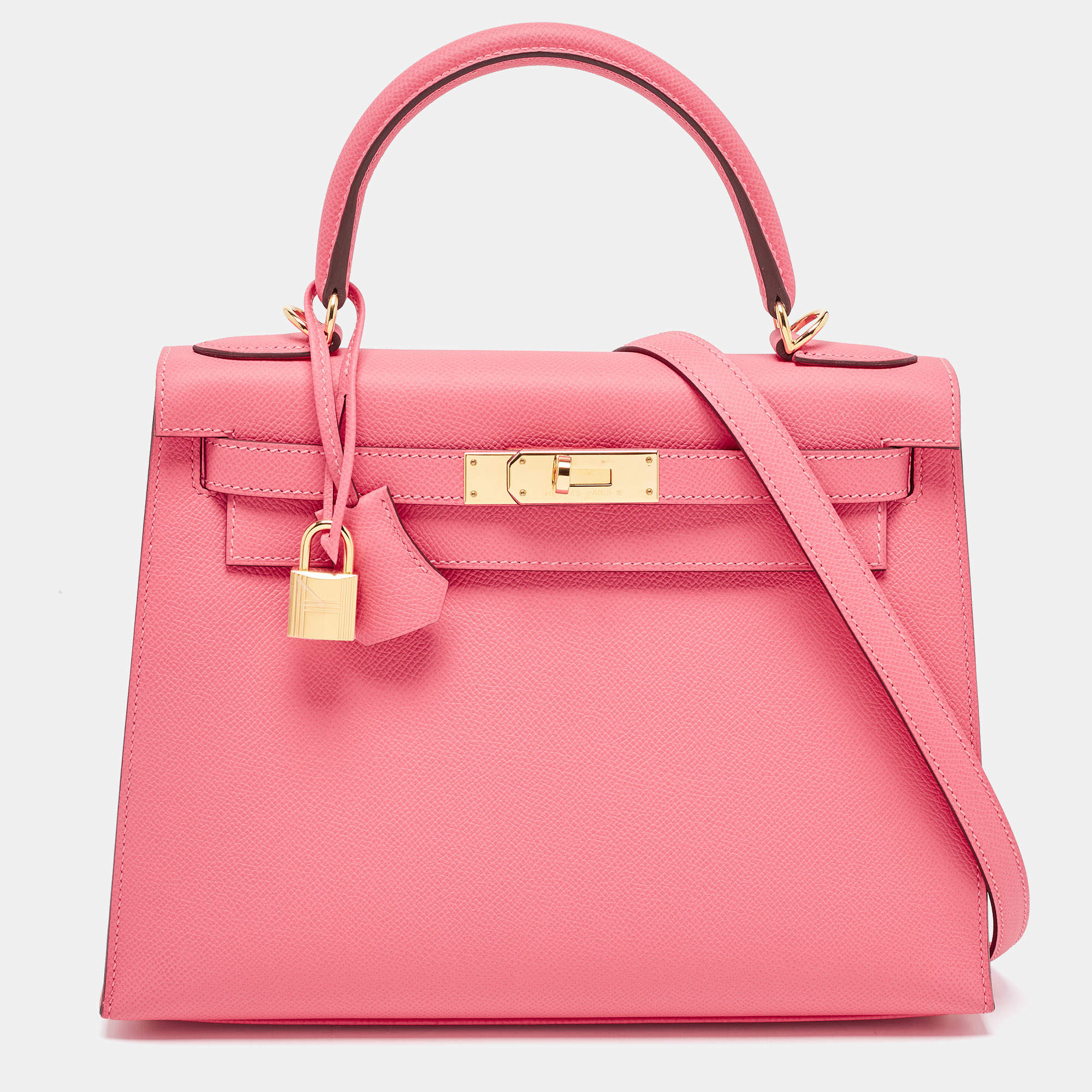 Hermès Rose Lipstick Epsom Leather Gold Finish Kelly Sellier 28 Bag