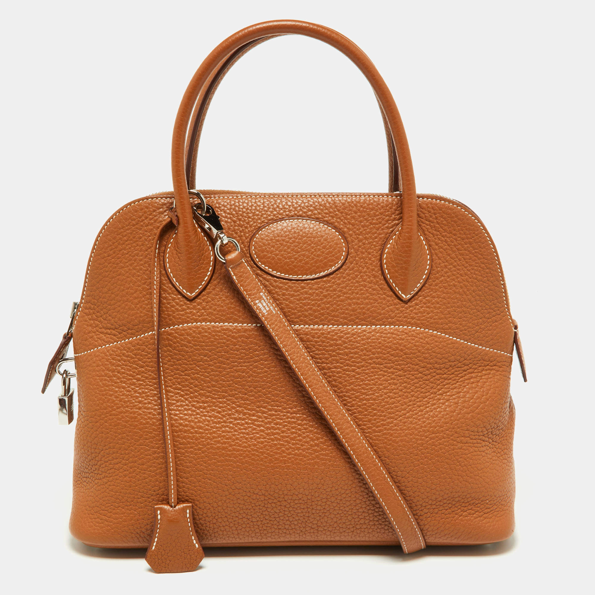 Pre Owned Hermes Gold Taurillon Clemence Leather Bolide 31 Bag