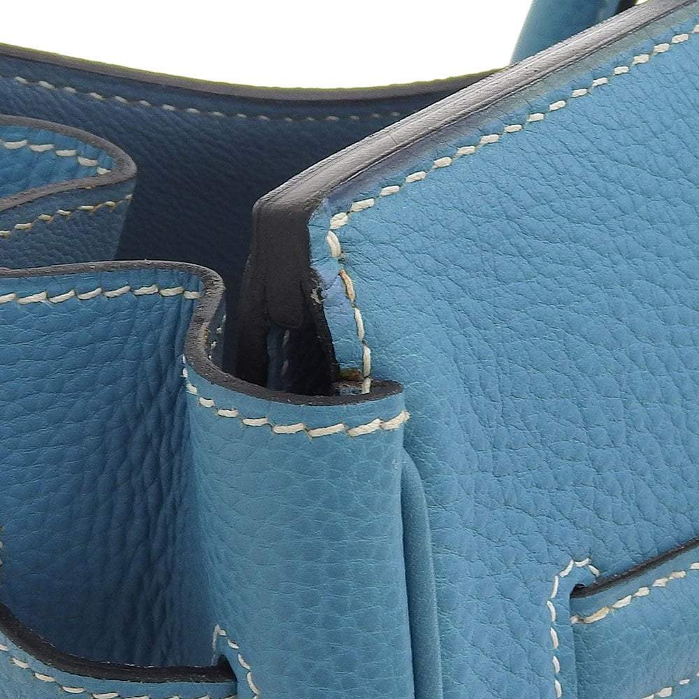 Hermes Birkin 35 Handbag Taurillon Clemence Blue Jean Gp Metal