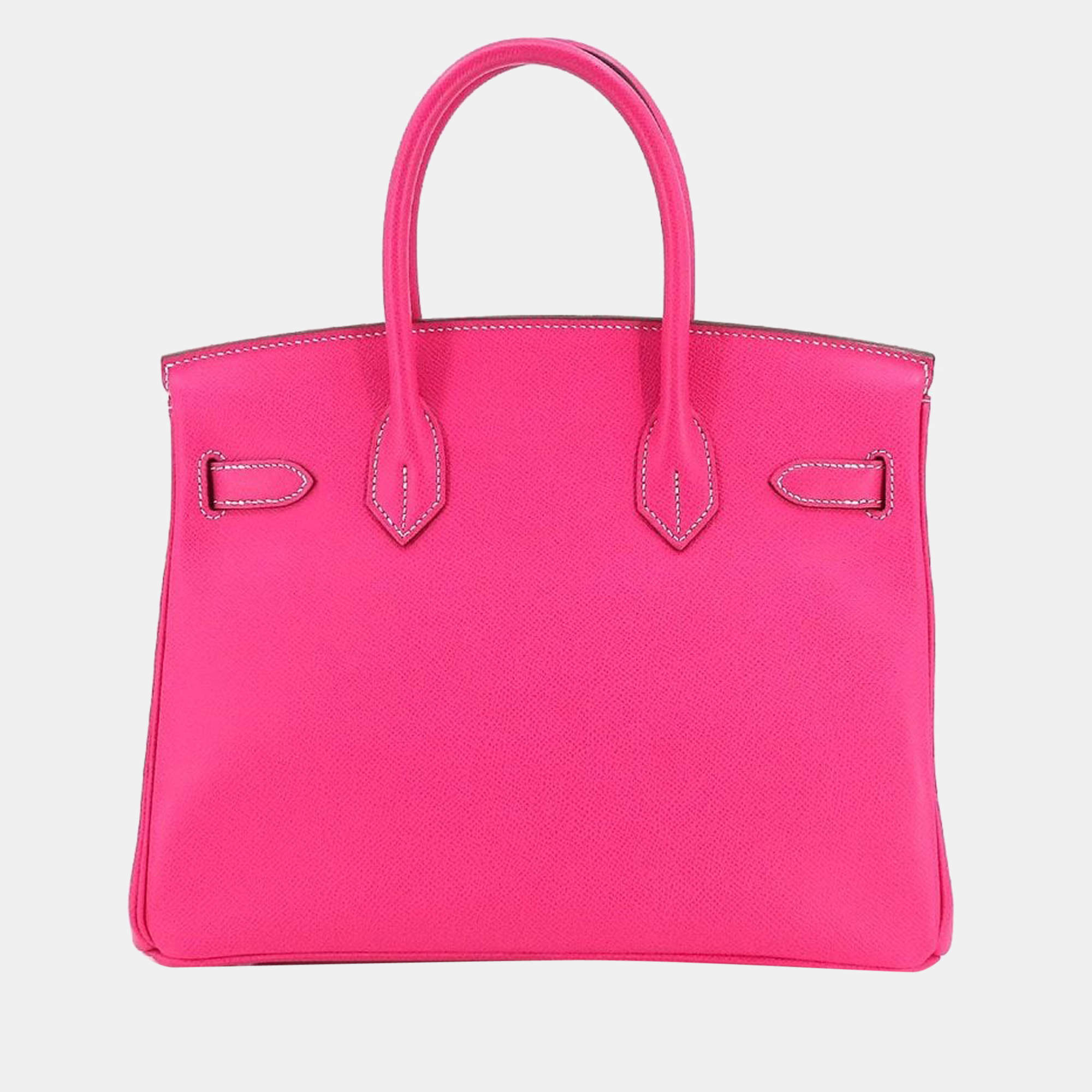 Auth HERMES Birkin 25 Handbag Rose tyrien Veau Epsom Leather