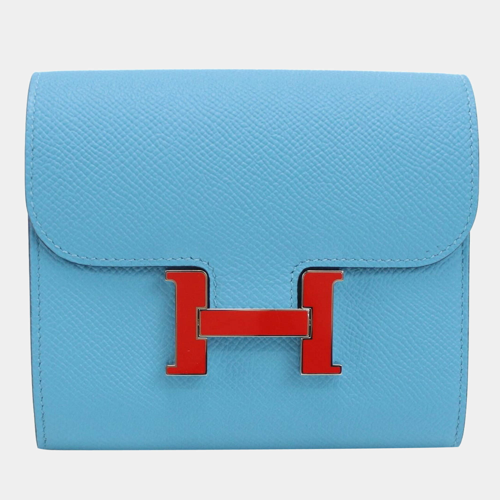 Hermes Constance Compact Wallet Bifold Blue Unisex Hermes