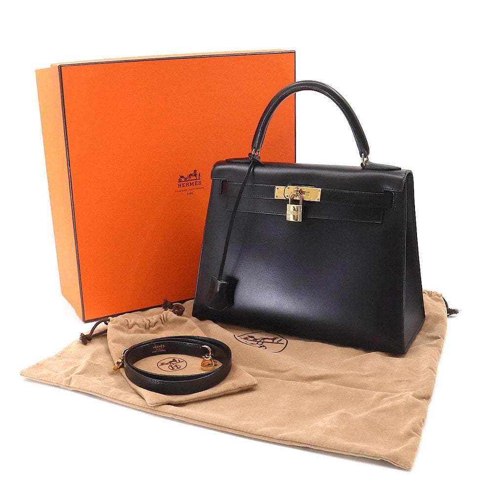 Hermes Kelly 28 2way hand shoulder bag box calf chocolate E stamp