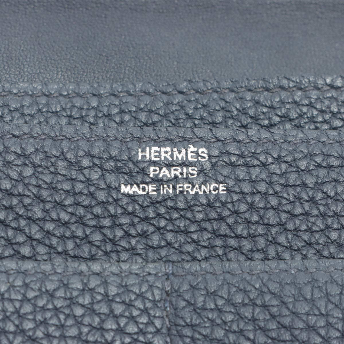 Hermes Dogon Duo Taurillon Clemence Long Wallet Blue nuit Silver Metal  fittings Hermes