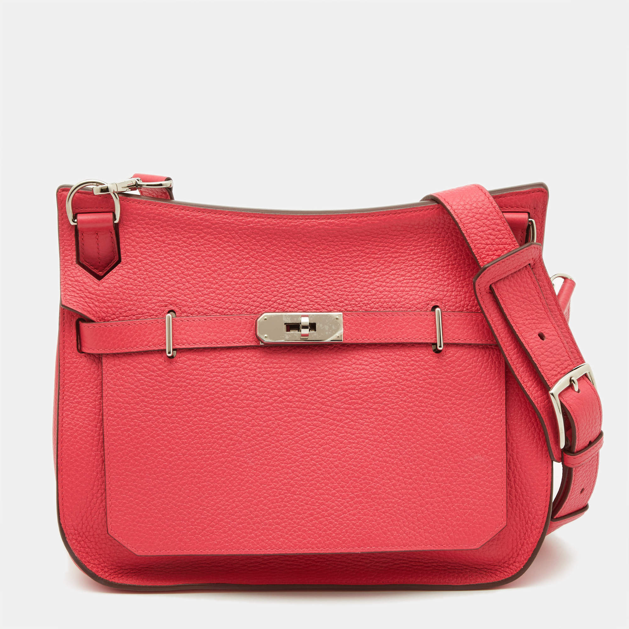 Hermès Rose Extreme Taurillon Clemence Leather Palladium Finish Jypsiere 28 Bag