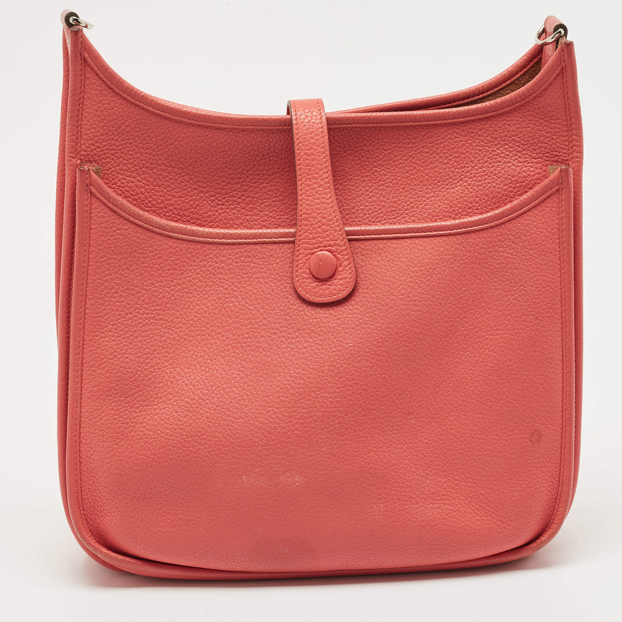 Hermès Rose Jaipur Taurillion Clemence Leather Evelyne III GM Bag