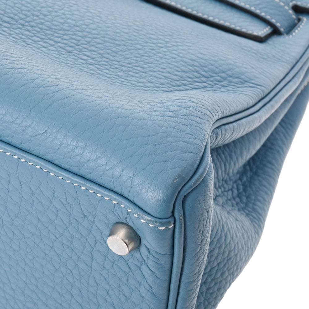 Hermes Kelly 32 Inner Stitch Blue Jean G Engraved (Around 2003) Ladies' Taurillon Clemence Bag