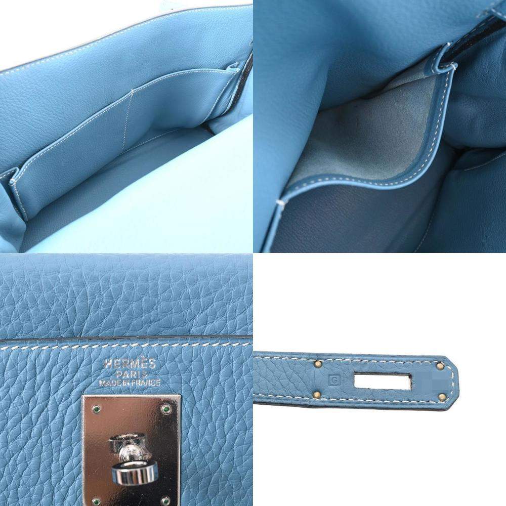 Hermes Kelly 32 Inner Stitch Blue Jean G Engraved (Around 2003) Ladies' Taurillon Clemence Bag