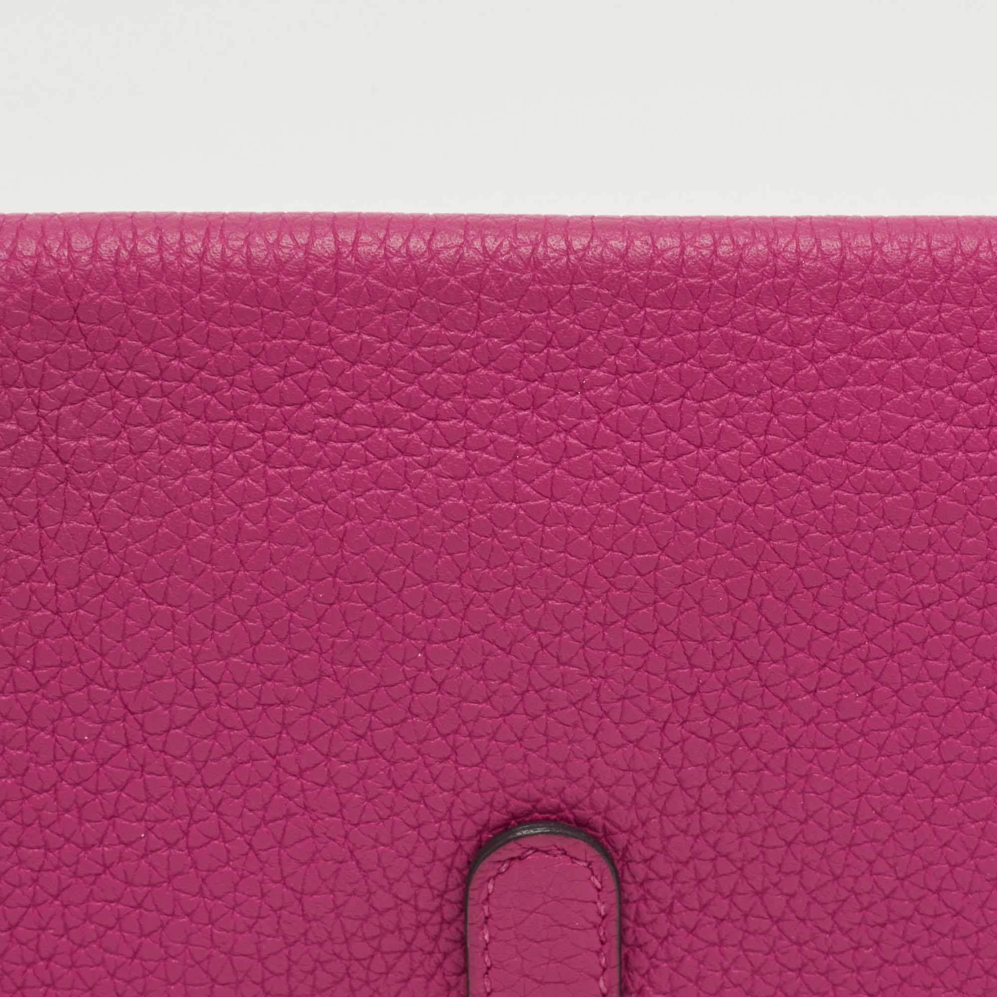 Hermes Dogon Compact wallet Rose Pourpre Silver Hardware – Coco