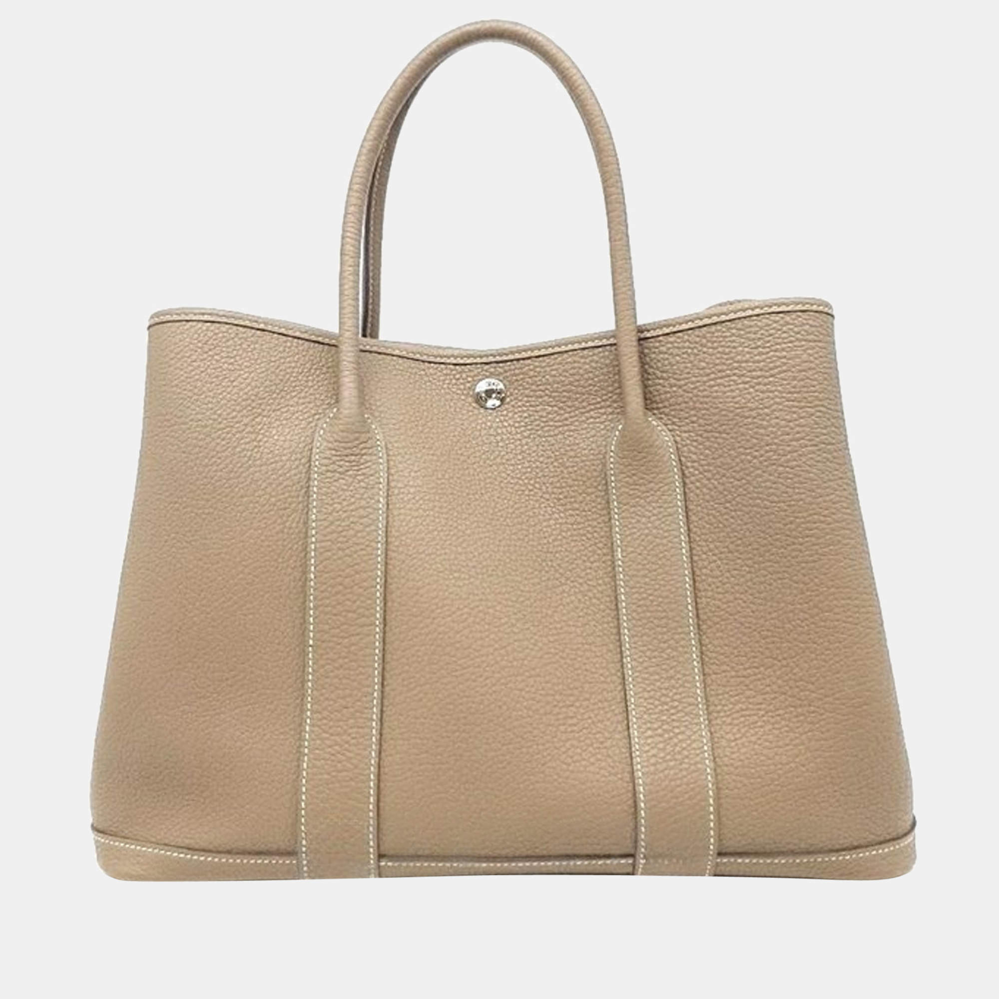 Hermes Grey Leather Garden Party 36 Tote Bag 