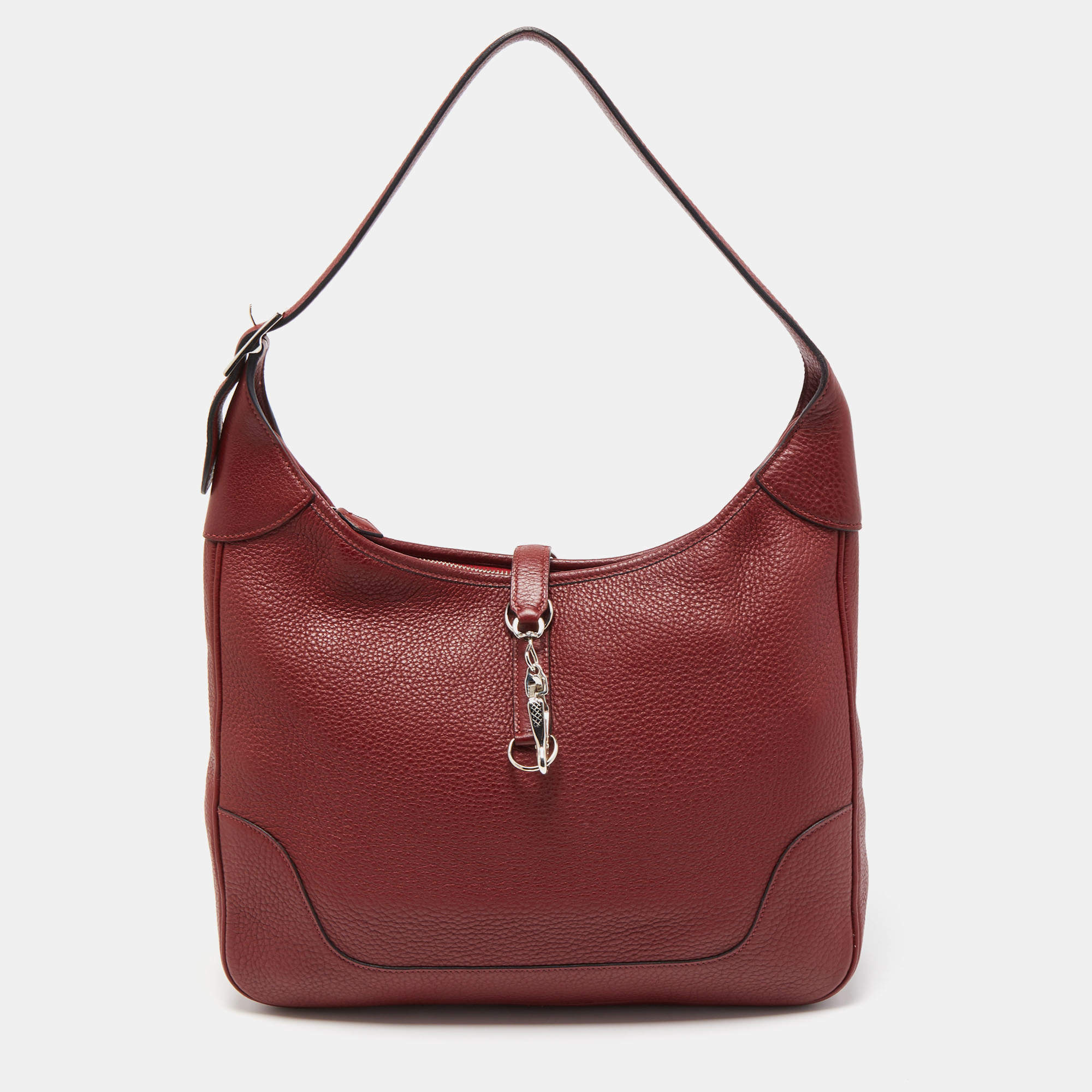 Hermes Rouge H Taurillion Clemence Trim Bag