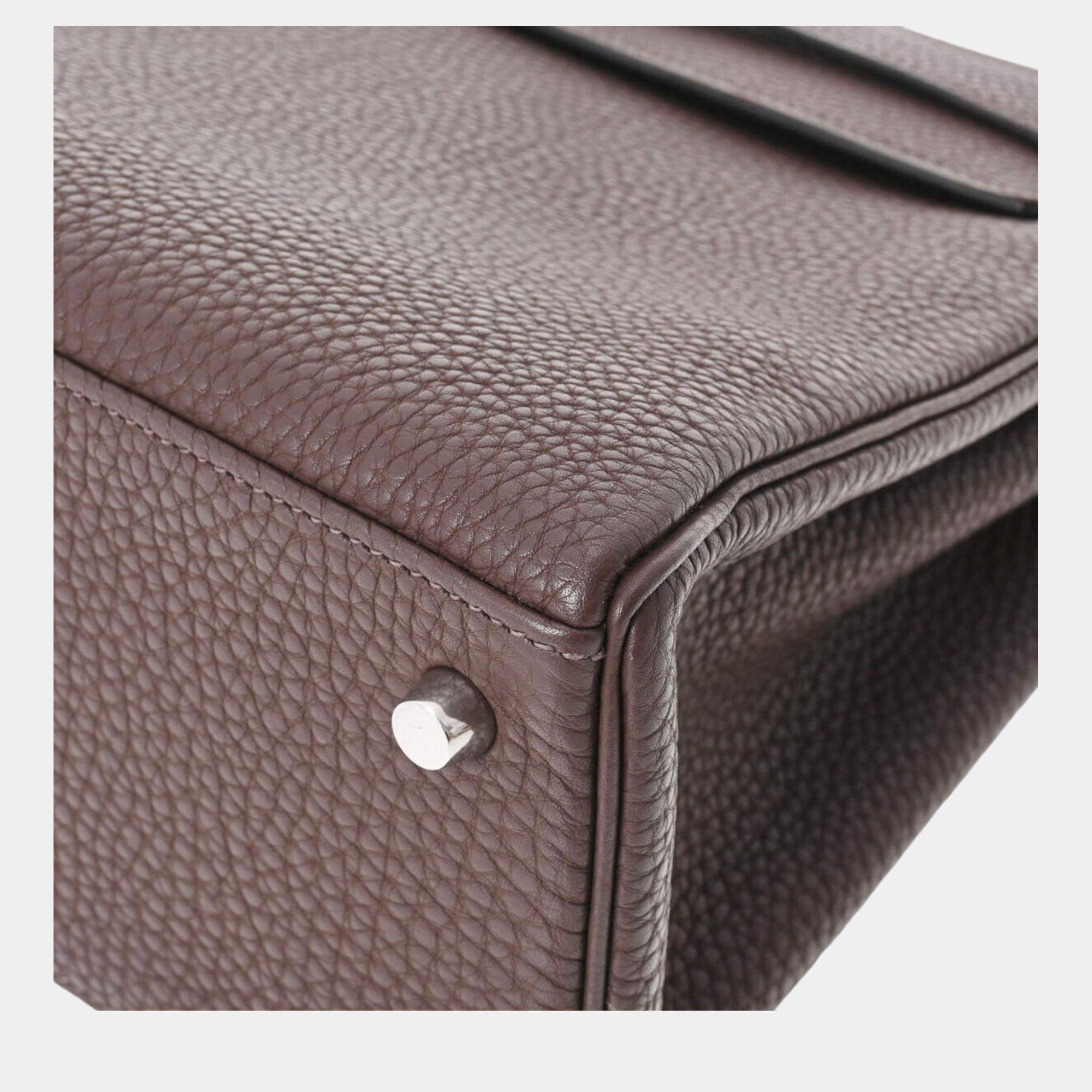 Hermès hermes kelly 40 Etain Togo Palladium Brown Leather ref.802994 - Joli  Closet