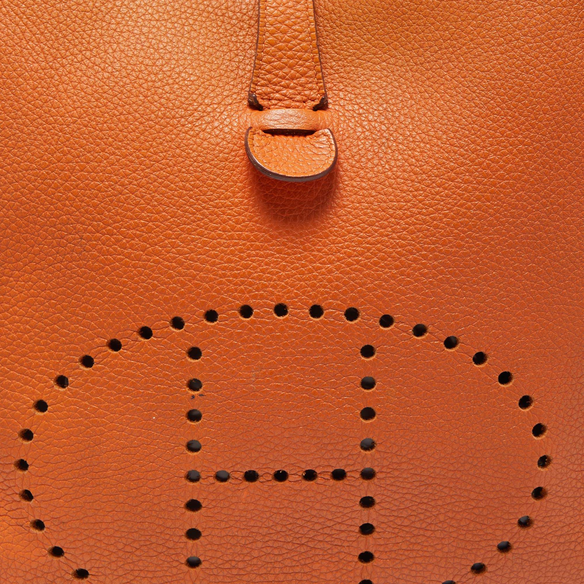 HERMES Evelyne III GM Clemence Leather Orange 33cm Hermes