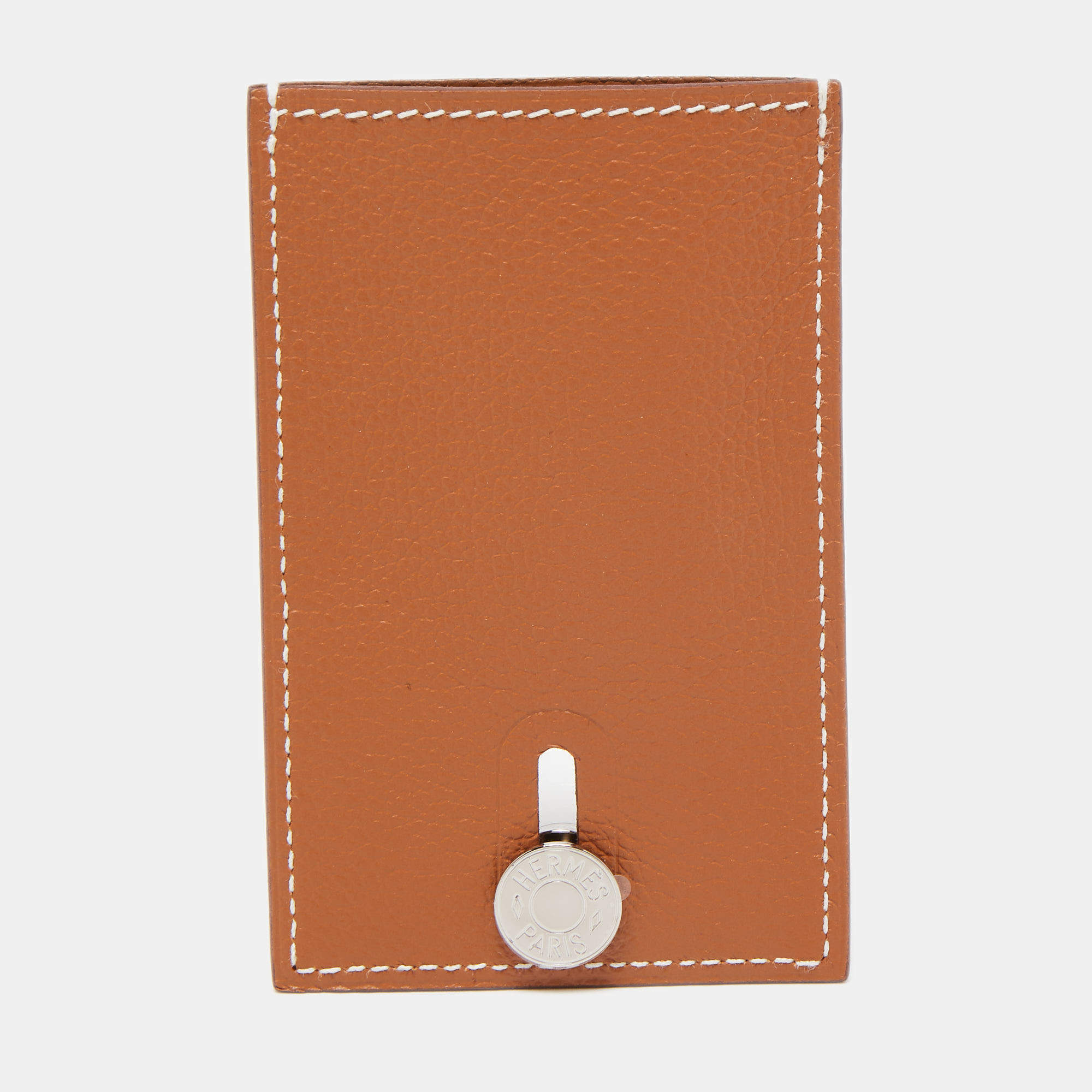 Pre Owned Hermès Gold Evercolor Leather Diablo Card Holder