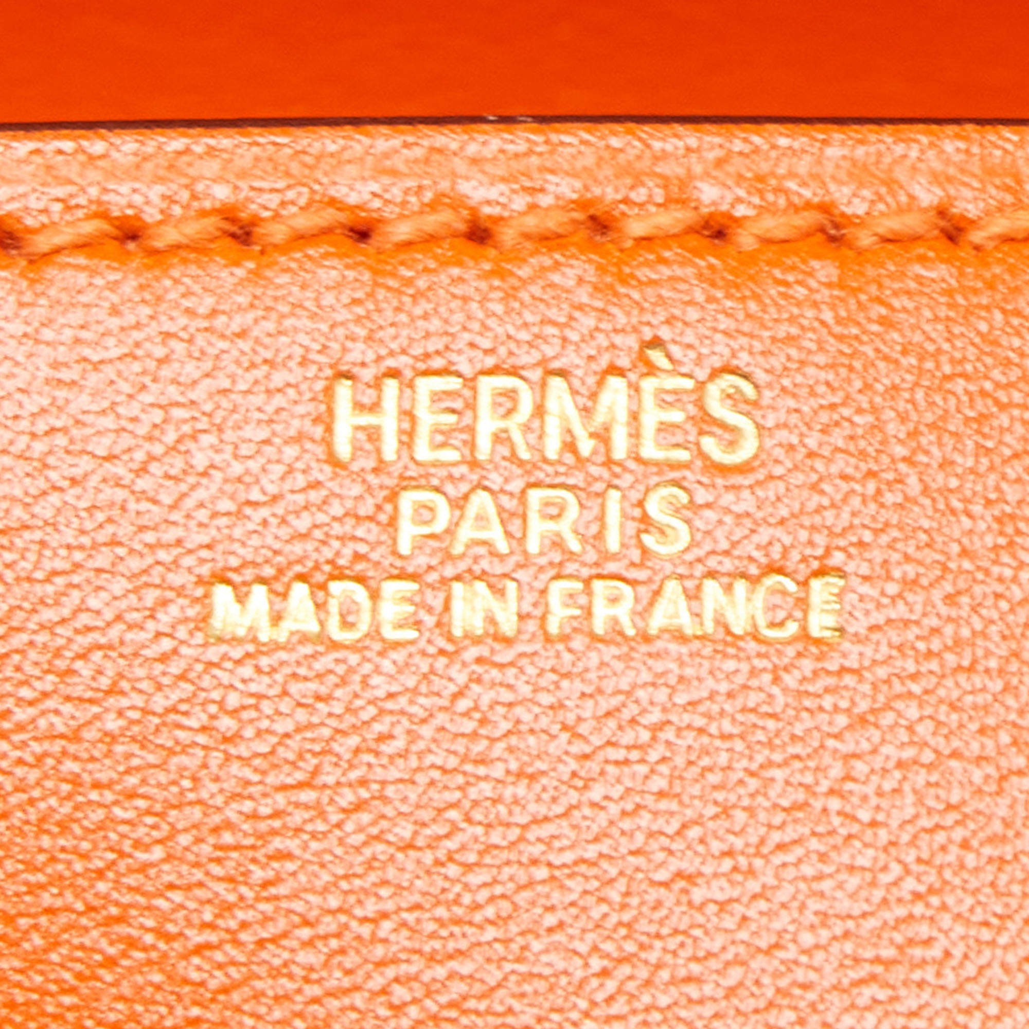 Hermes Orange Tadelakt Leather Medor 23 Clutch Hermes