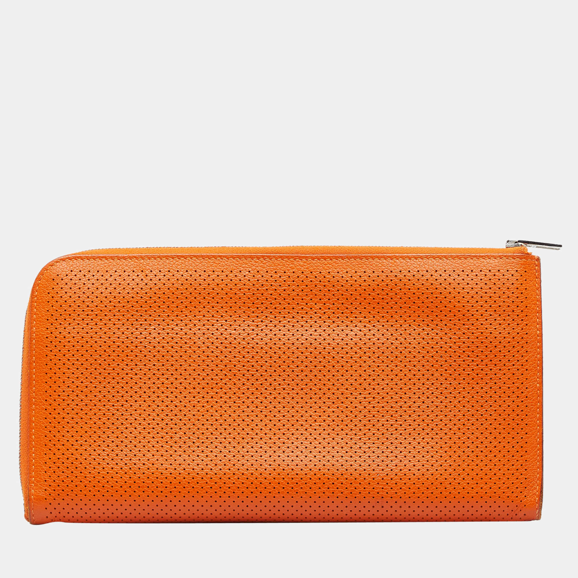 HERMES Kelly Wallet Compact wallet Chevre leather Orange Used