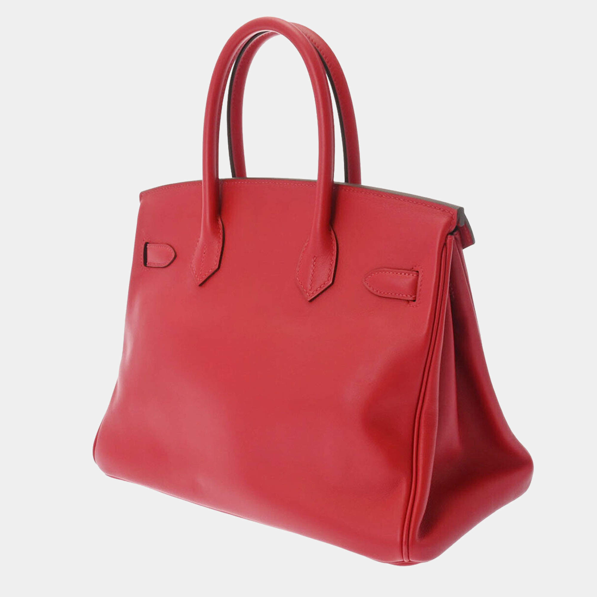Hermes Red Swift and Epsom Leather Palladium Hardware Tressage Birkin 30  Bag Hermes