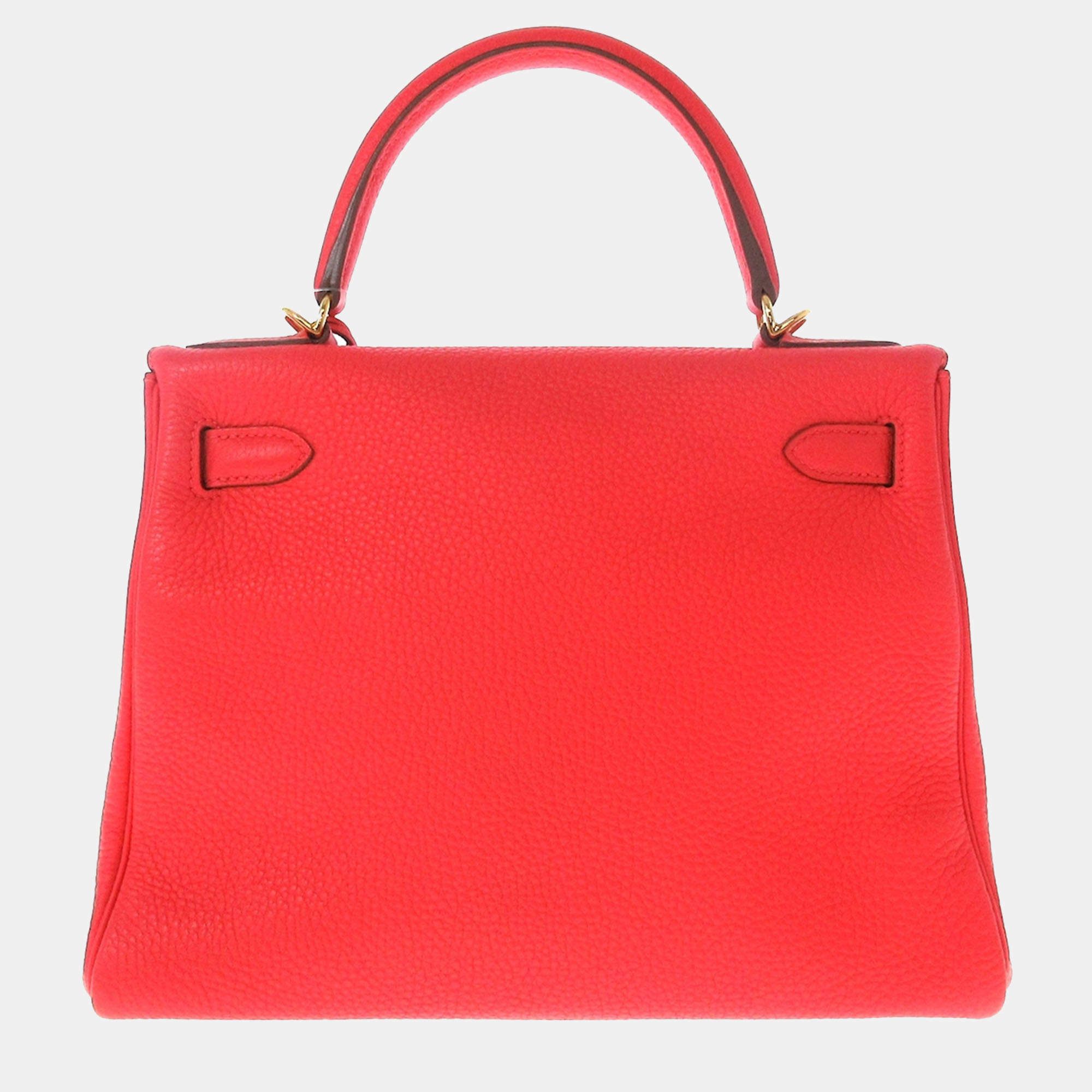 Hermes Red Evercolor Leather Gold Hardware Kelly 28 Bag