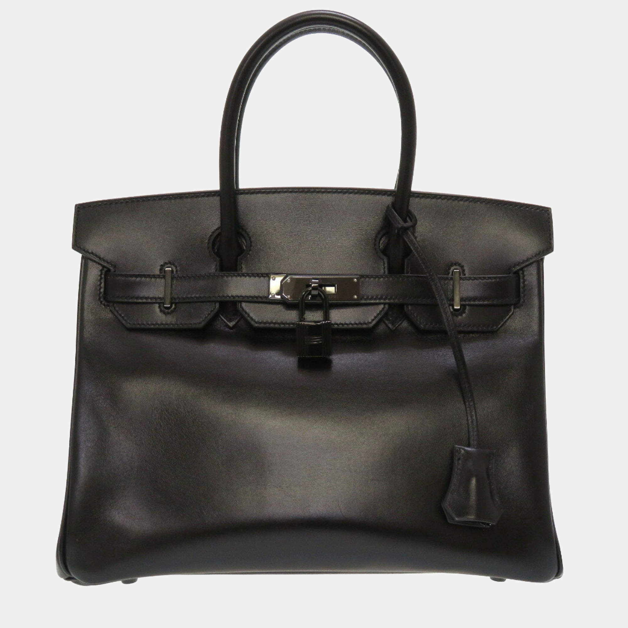 Hermes Birkin 35 Black Box Calf Brushed Silver Palladium Hardware