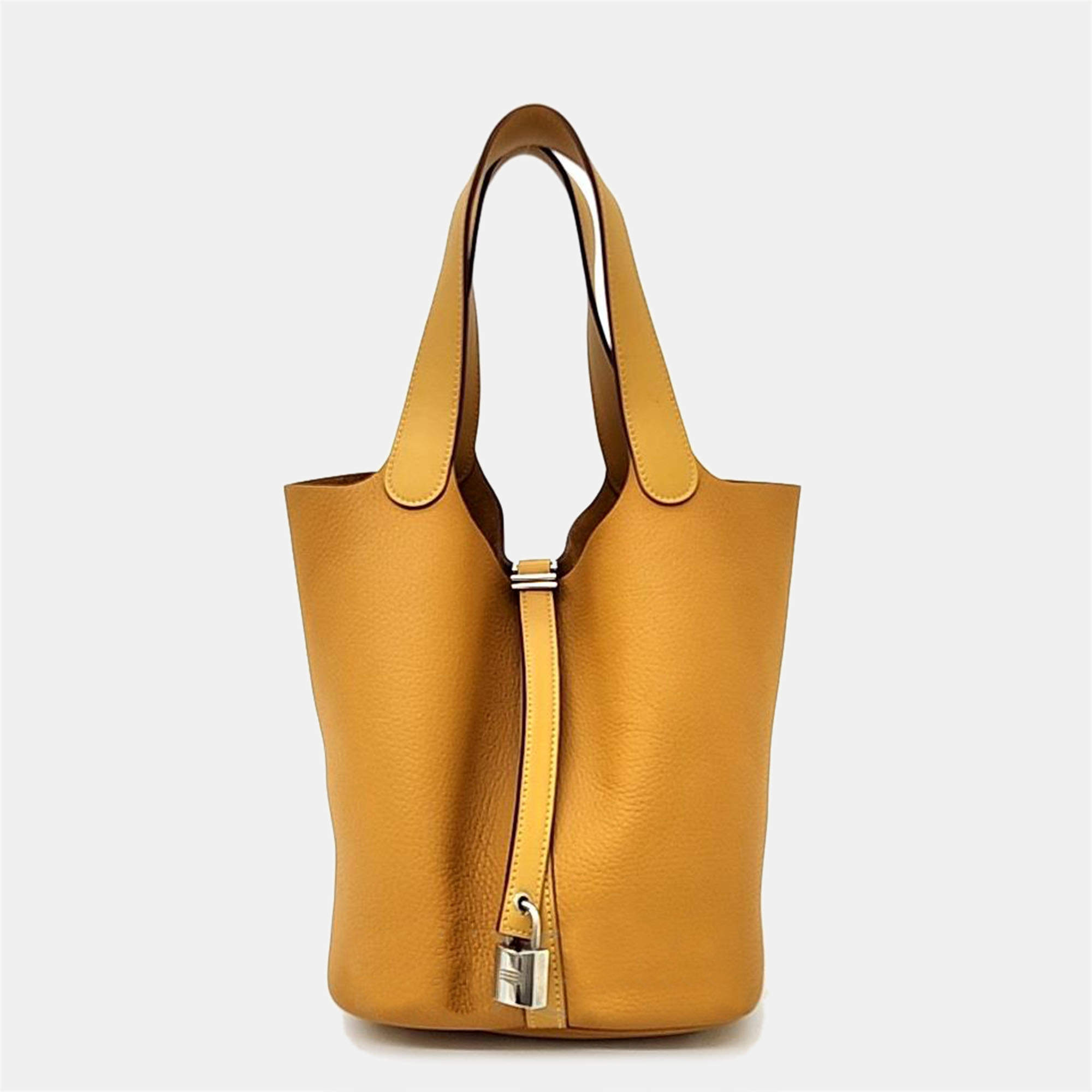 Hermes yellow Leather Picotin 22 Hobo Bag