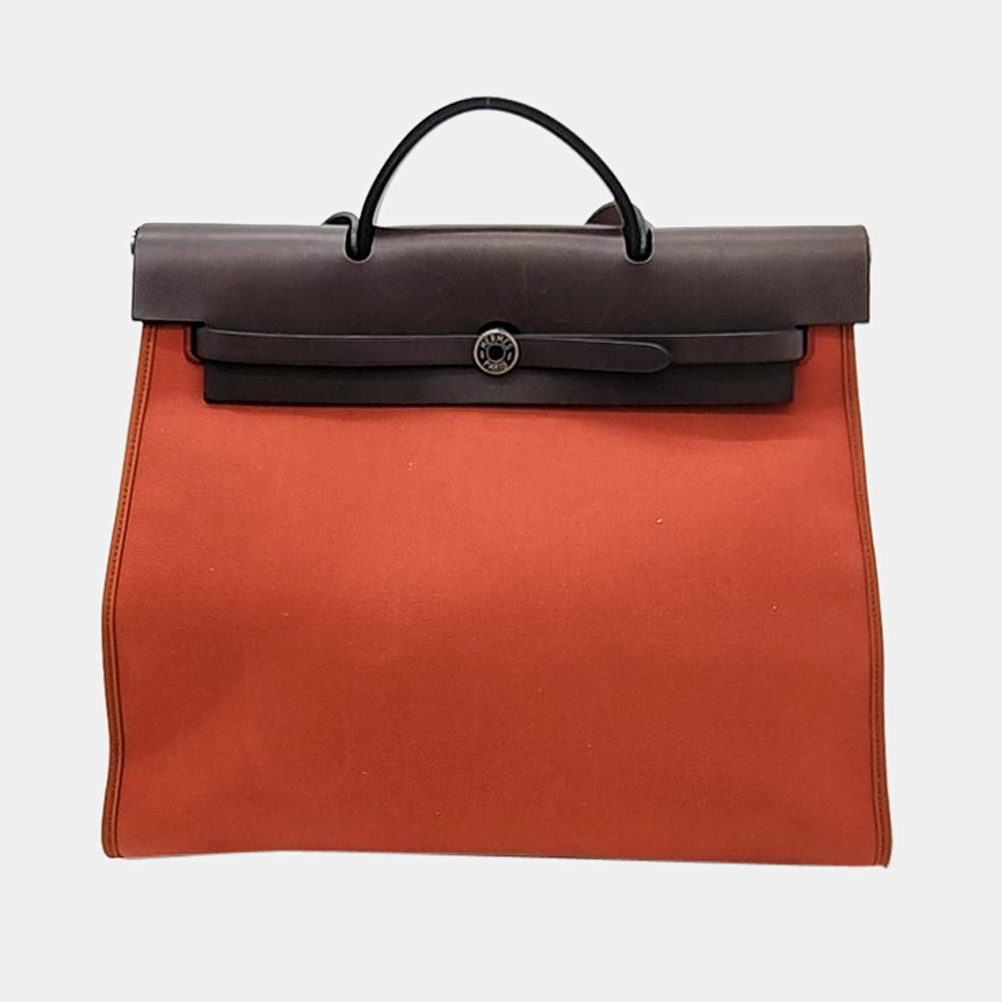 Hermes Herbag Canvas Shoulder Bag Orange