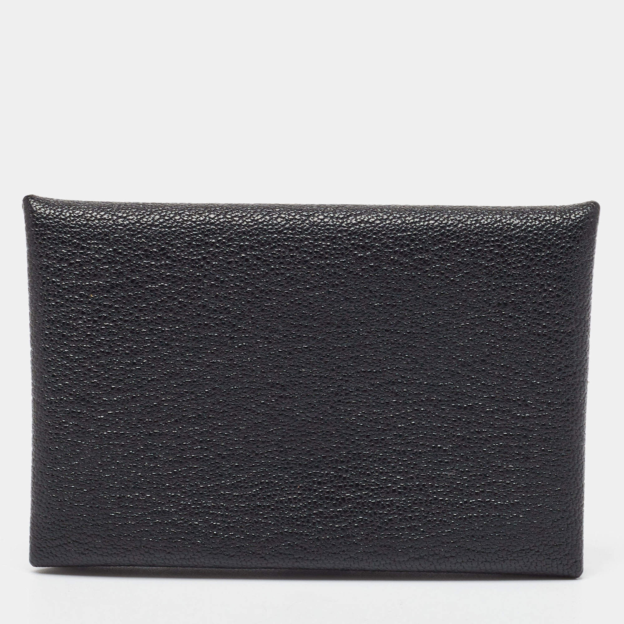 Hermès  Noir Chevre Leather Calvi Card Holder