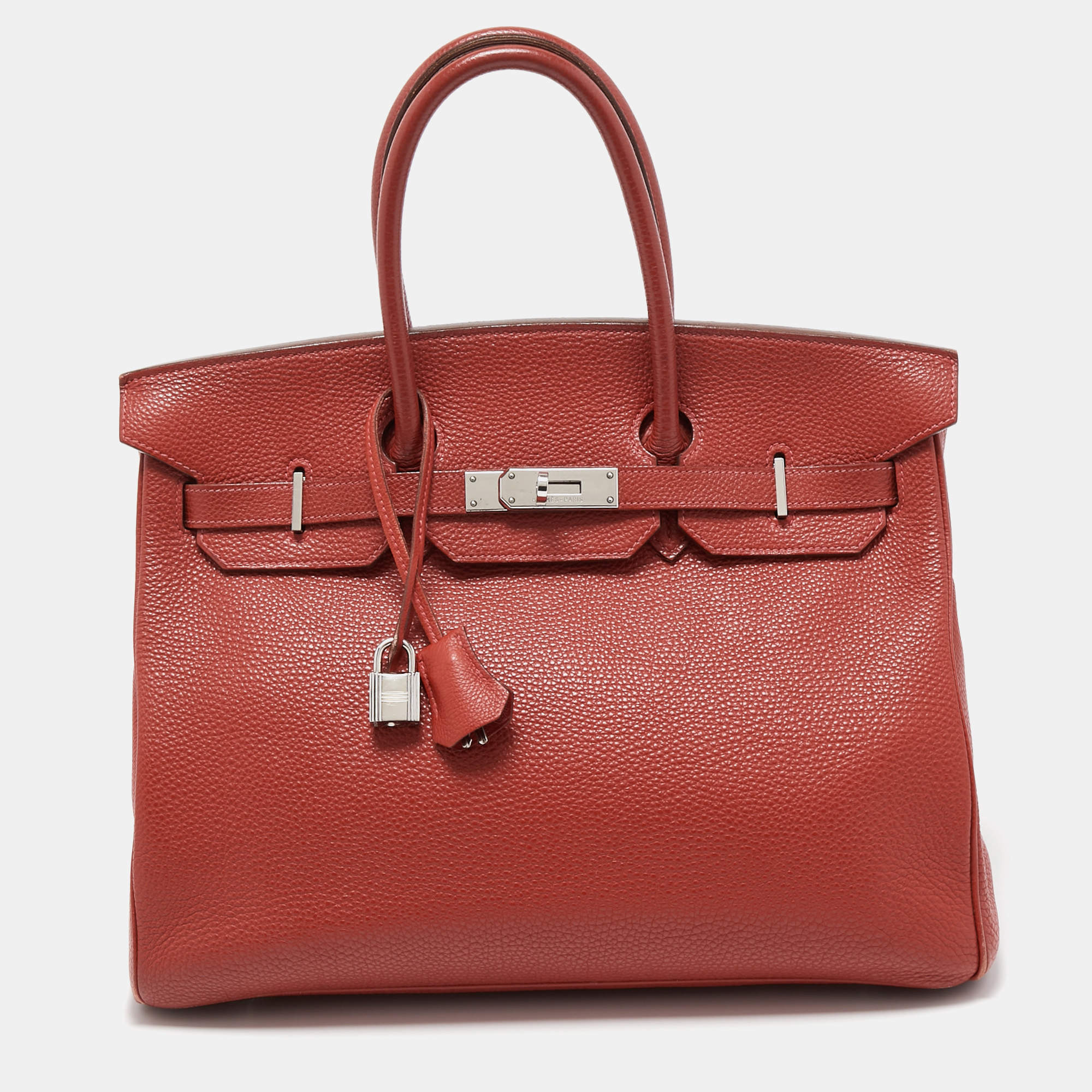Hermes Vermillon Togo Leather Palladium Finish Birkin 35 Bag