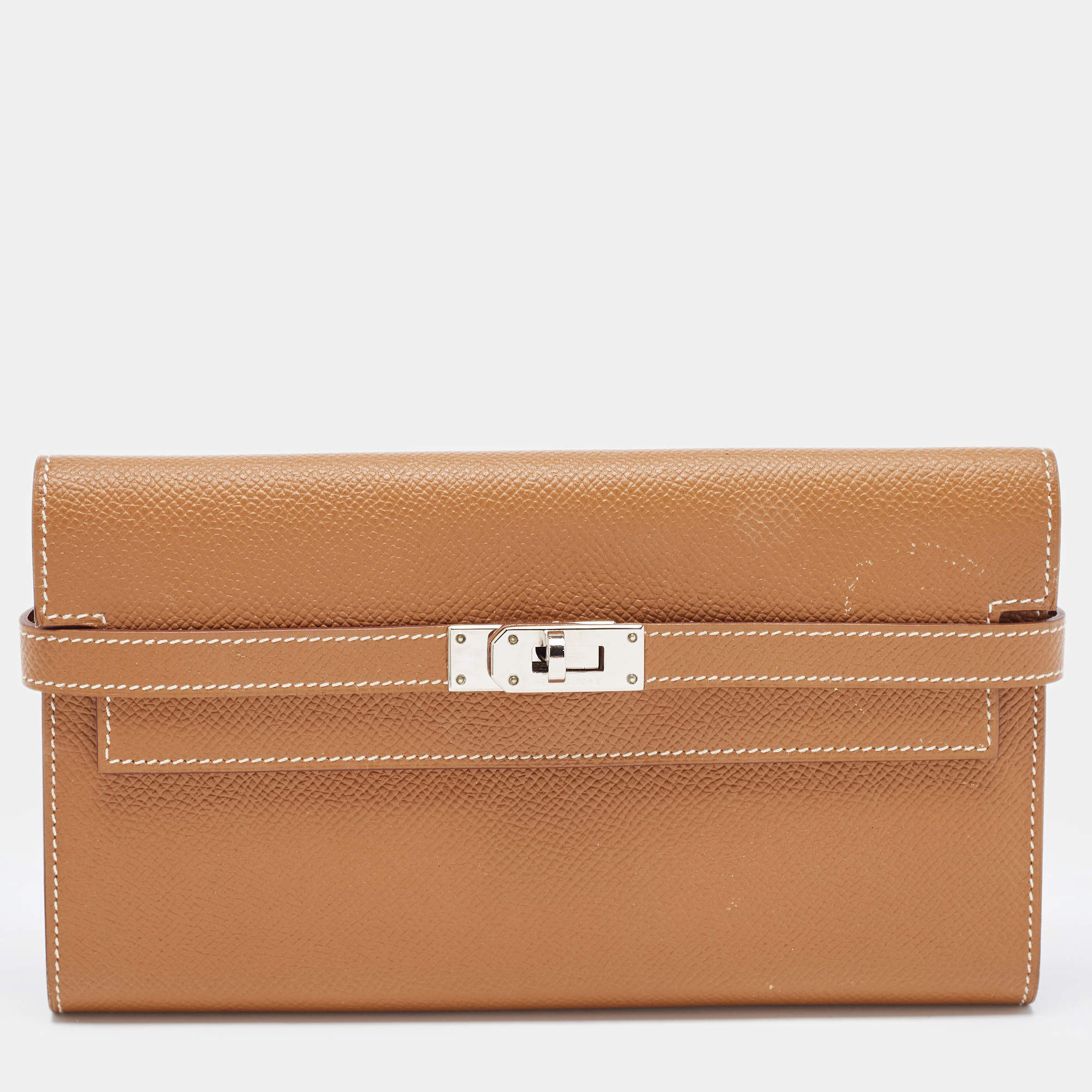 Hermes Gold Epsom Leather Kelly Classic Wallet