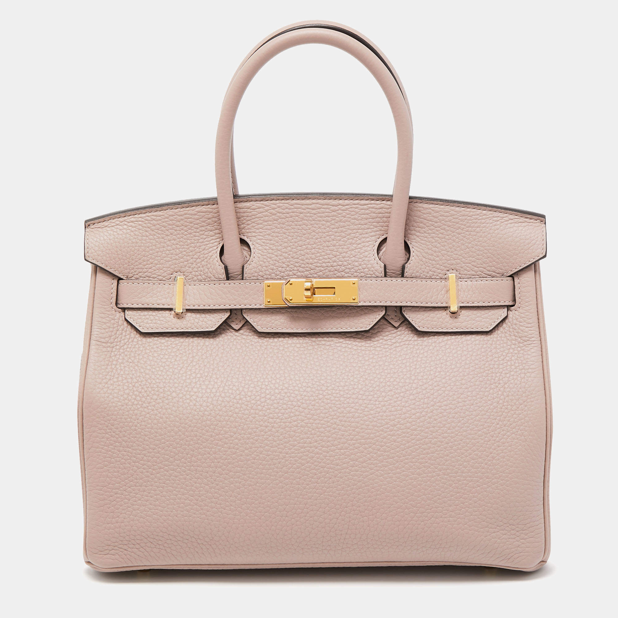 Hermes Glycine Taurillon Clemence Leather Gold Finish Birkin 30 Bag