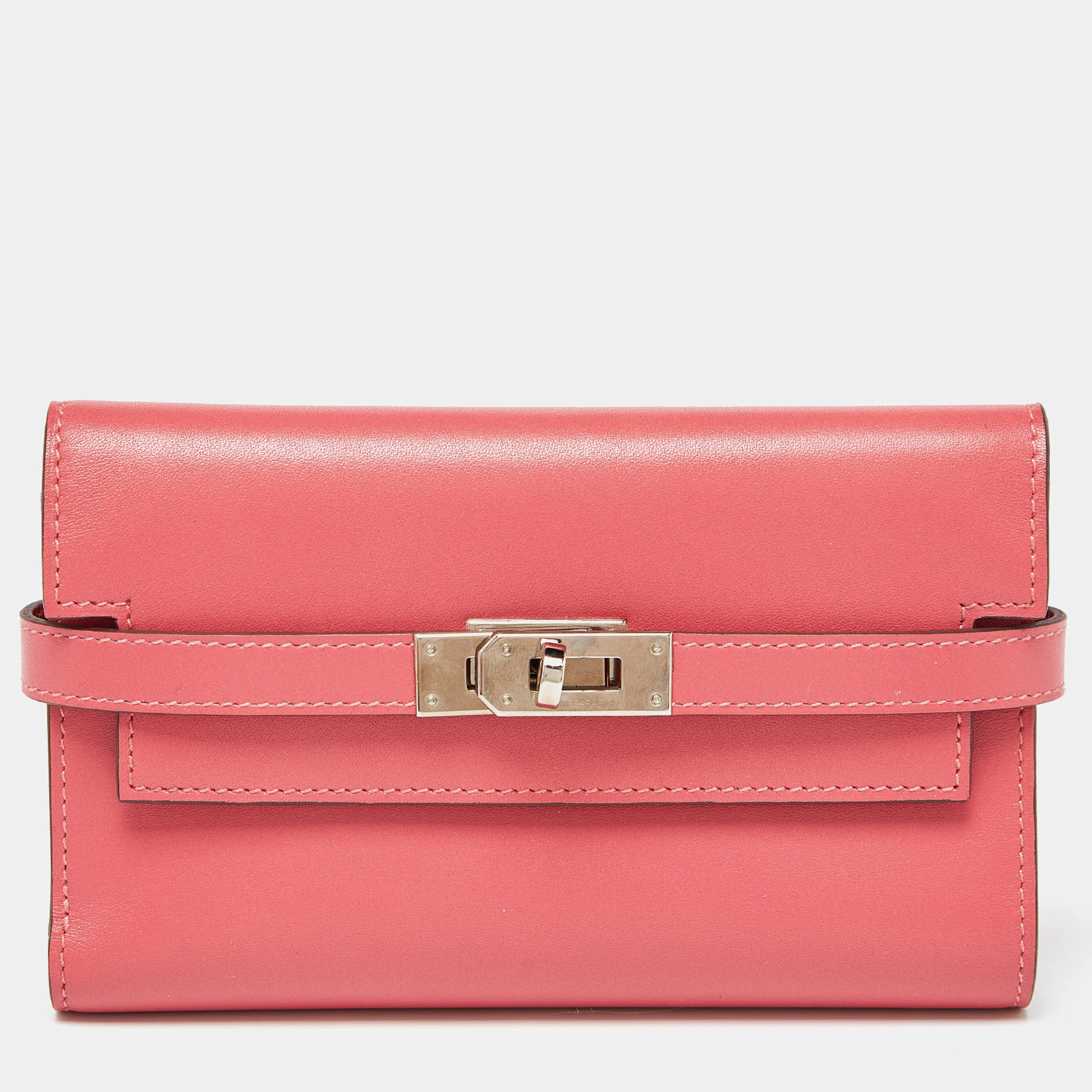 Hermès Rose D'ete Swift Leather Kelly Depliant Wallet