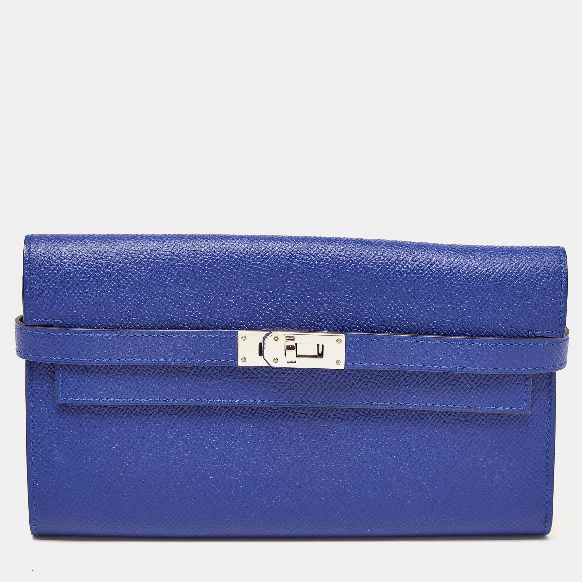 Pre Owned Hermès Bleu Electrique Epsom Leather Kelly Classic Wallet
