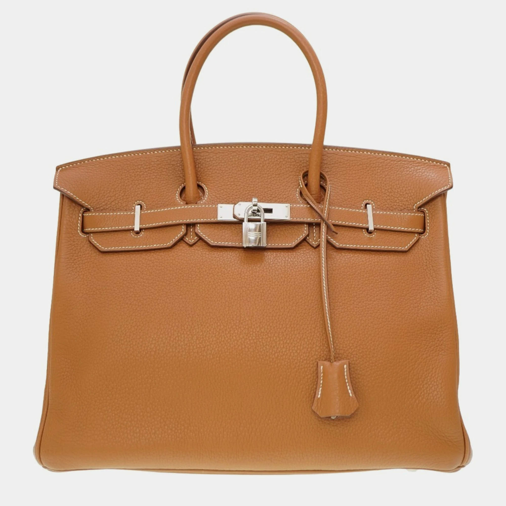 Hermes Birkin 35 Handbag Taurillon Clemence Gold L Engraved Ladies