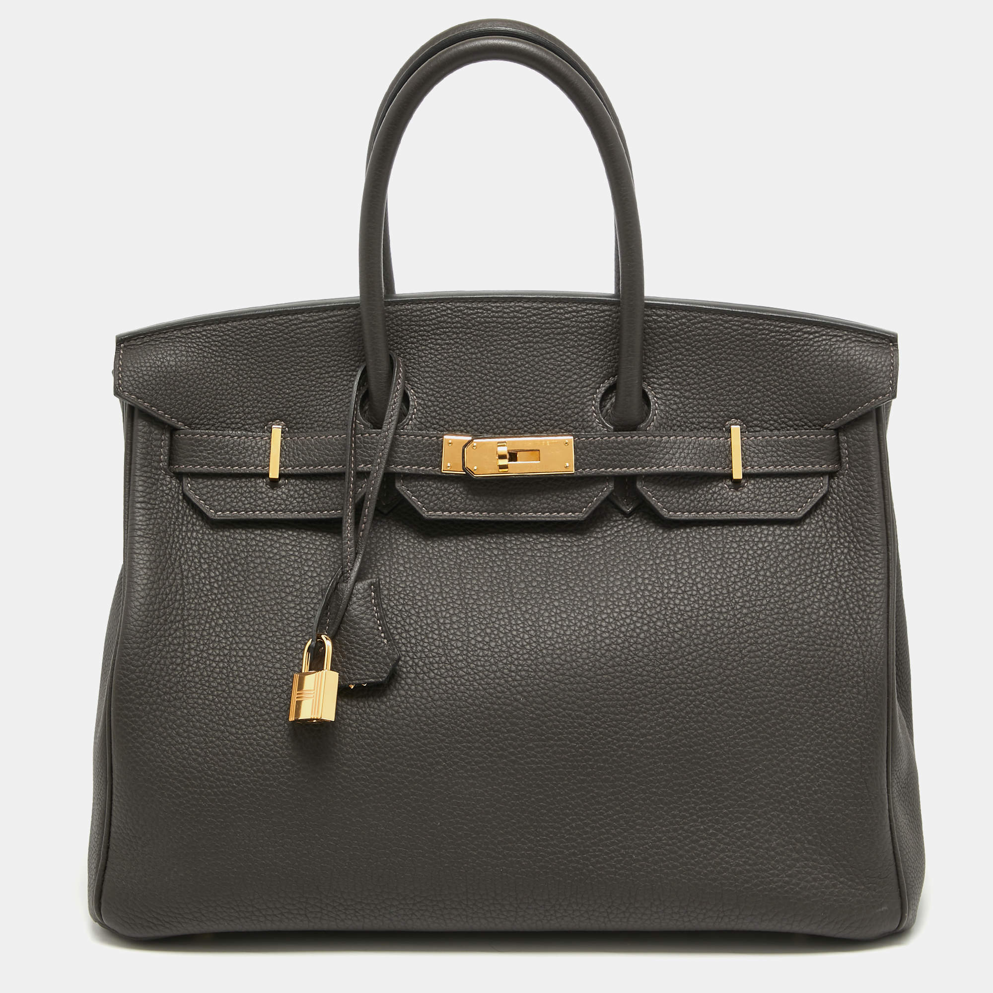 Hermes Macassar Togo Leather Gold Finish Birkin 35 Bag