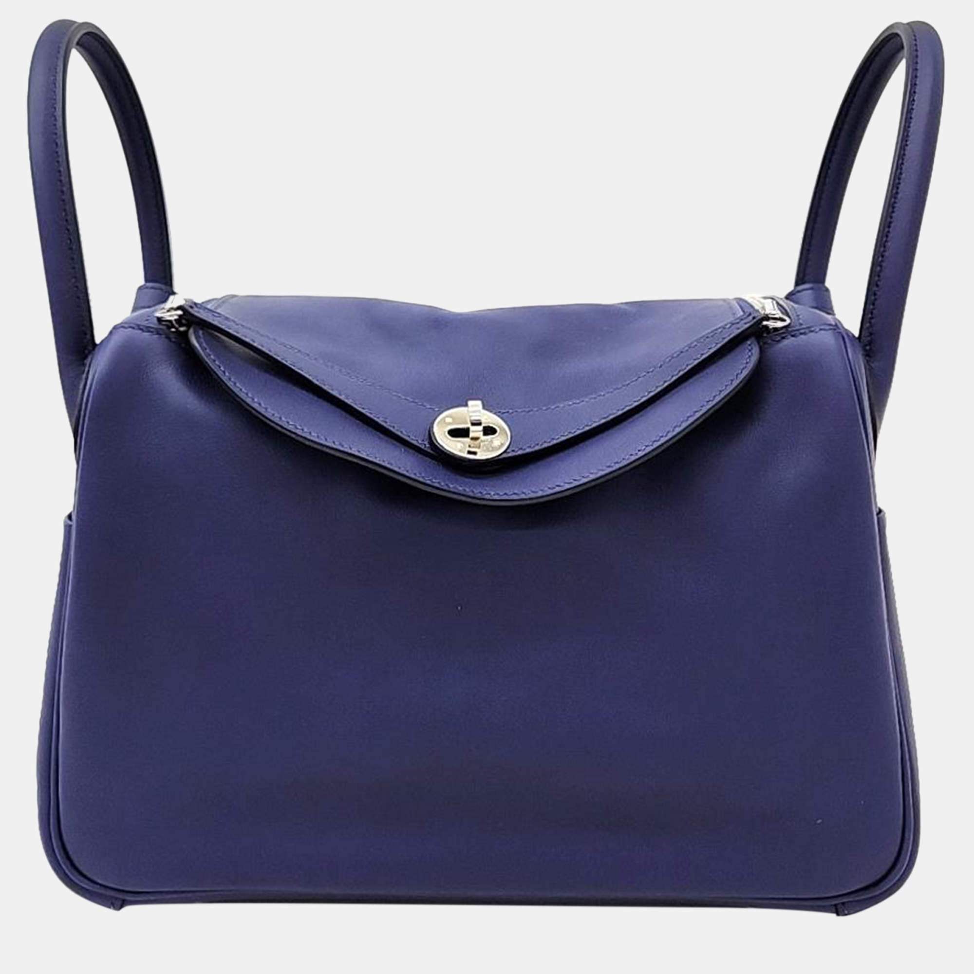 Pre Owned Hermes Purple Leather Lindy 30 Bag