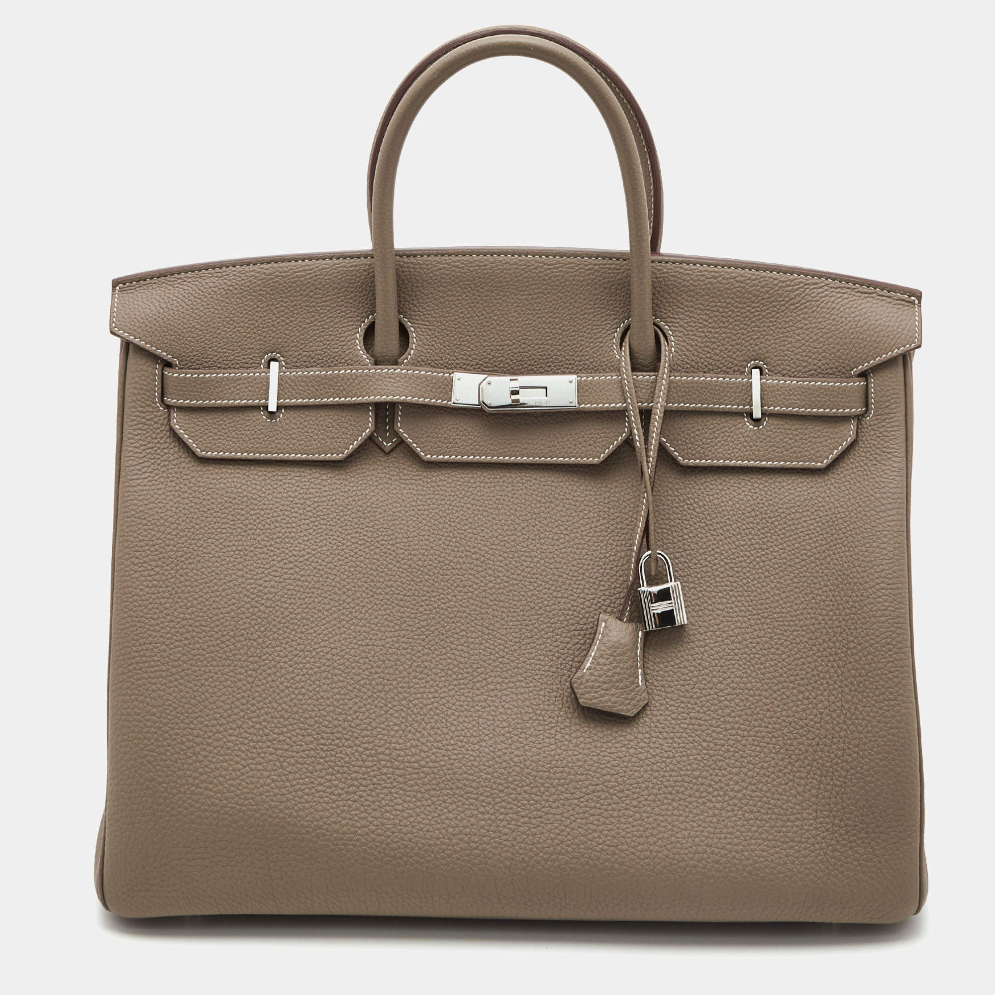 Hermes Etoupe Togo Leather Palladium Finish Birkin 40 Bag