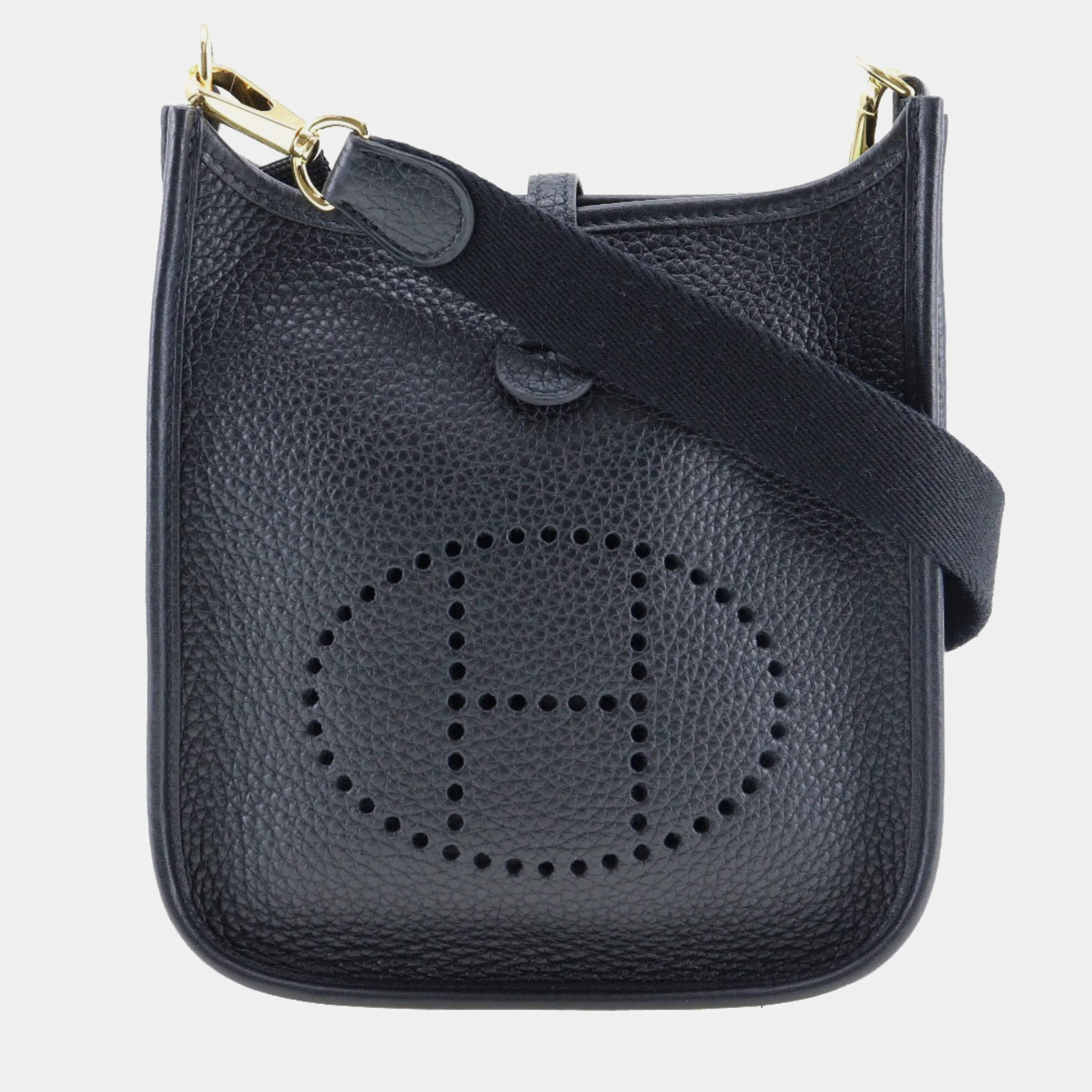 HERMES Evelyne TPM Shoulder Bag Amazon Taurillon Clemence Made in France 2020 Black/Gold Hardware Y Crossbody Snap Button EvelyneTPM Women's