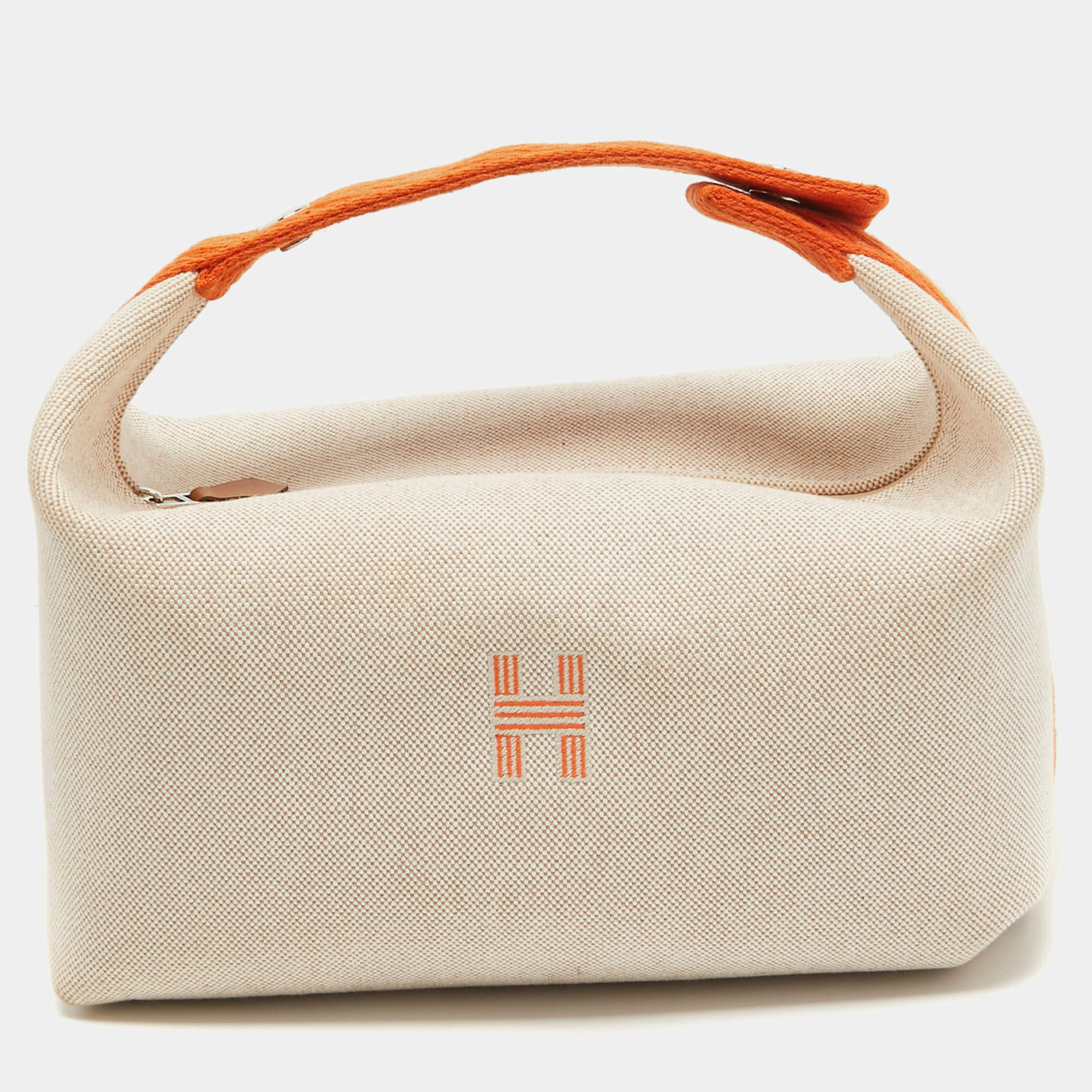 Pre Owned Hermès H Plume Toile Large Bride-A-Brac Pouch