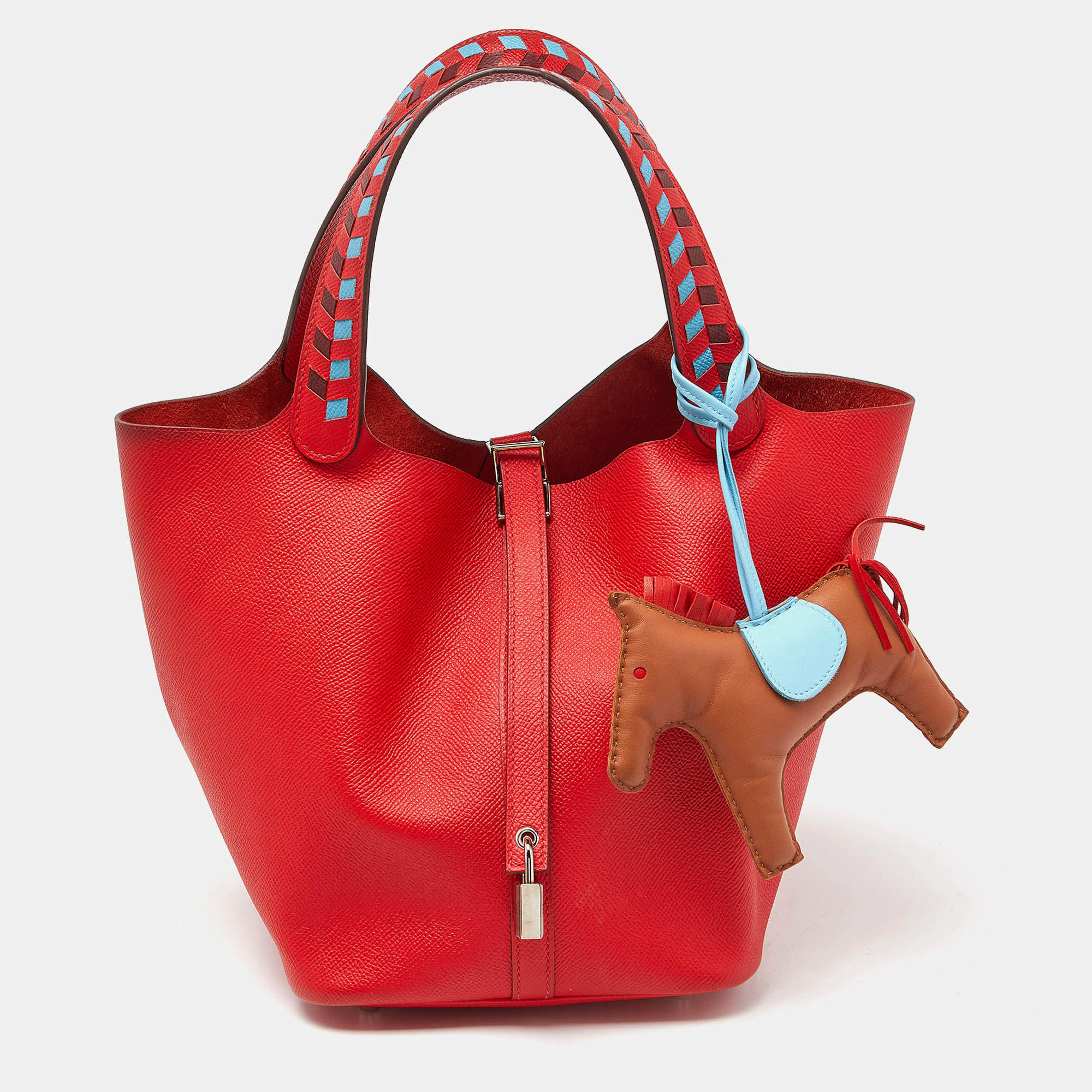 Hermes Rouge Coeur/Blue Du Nord/Rouge H Epsom Leather Picotin Lock 22 Bag