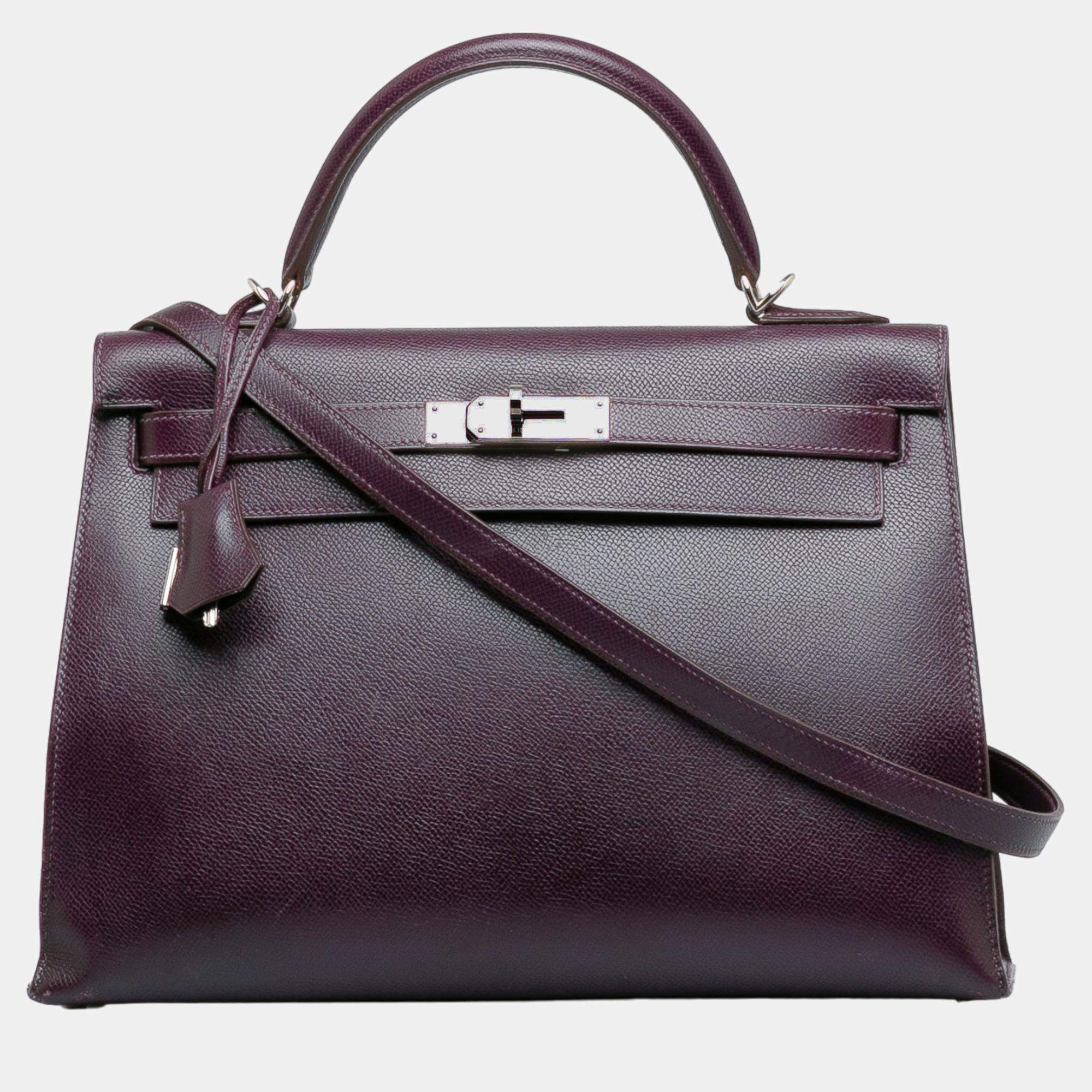 Hermes Purple 2002 Veau Graine Lisse Kelly Sellier 32