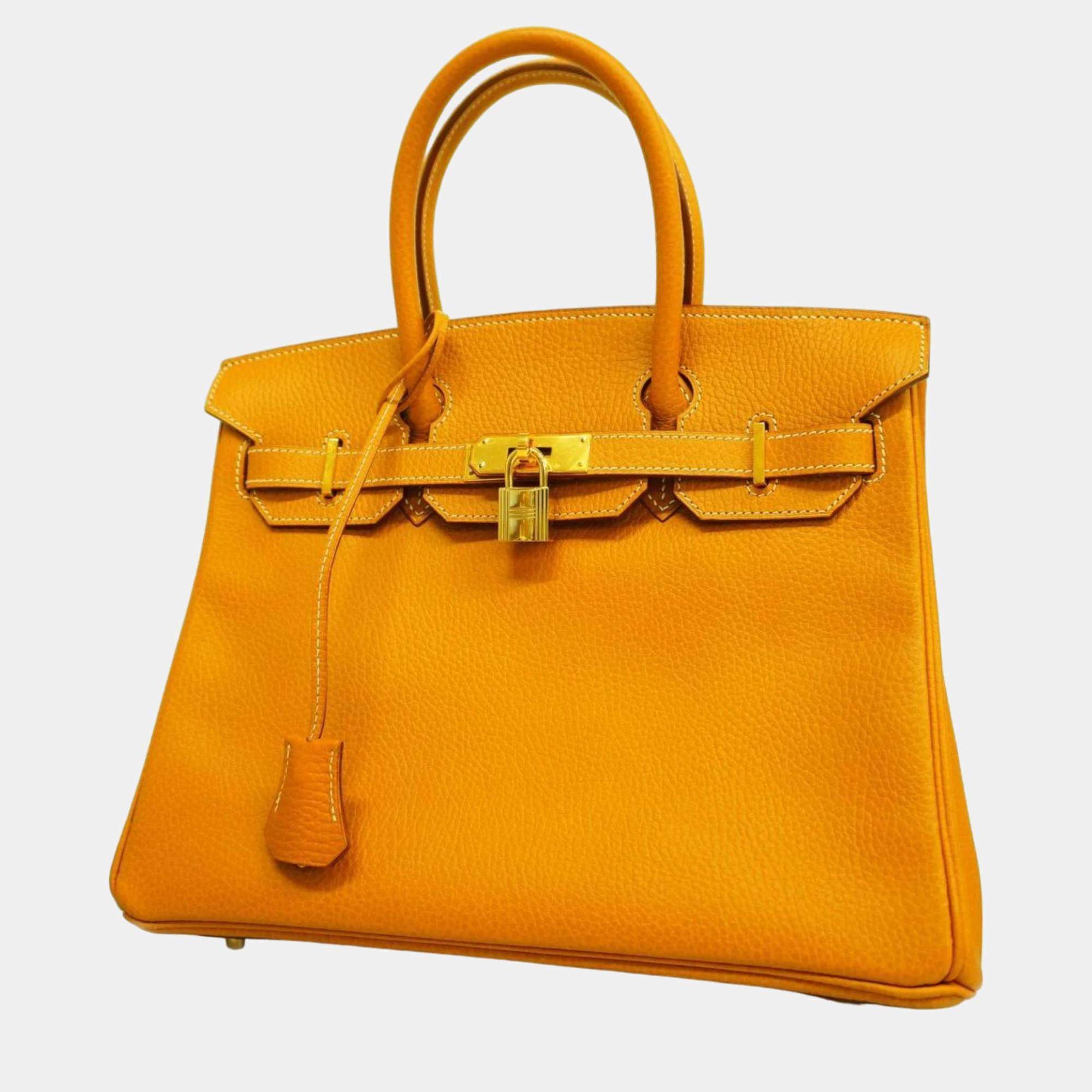 Hermes Ardennes Natural  Birkin 30 C engraved Ladies Handbag